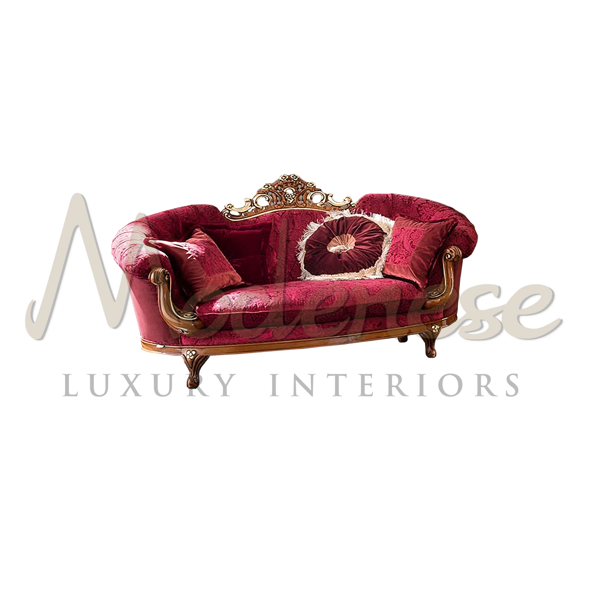 Indulge in the allure of classic luxury with our Classic Red Velvet Love Seat Carved Sofa. 