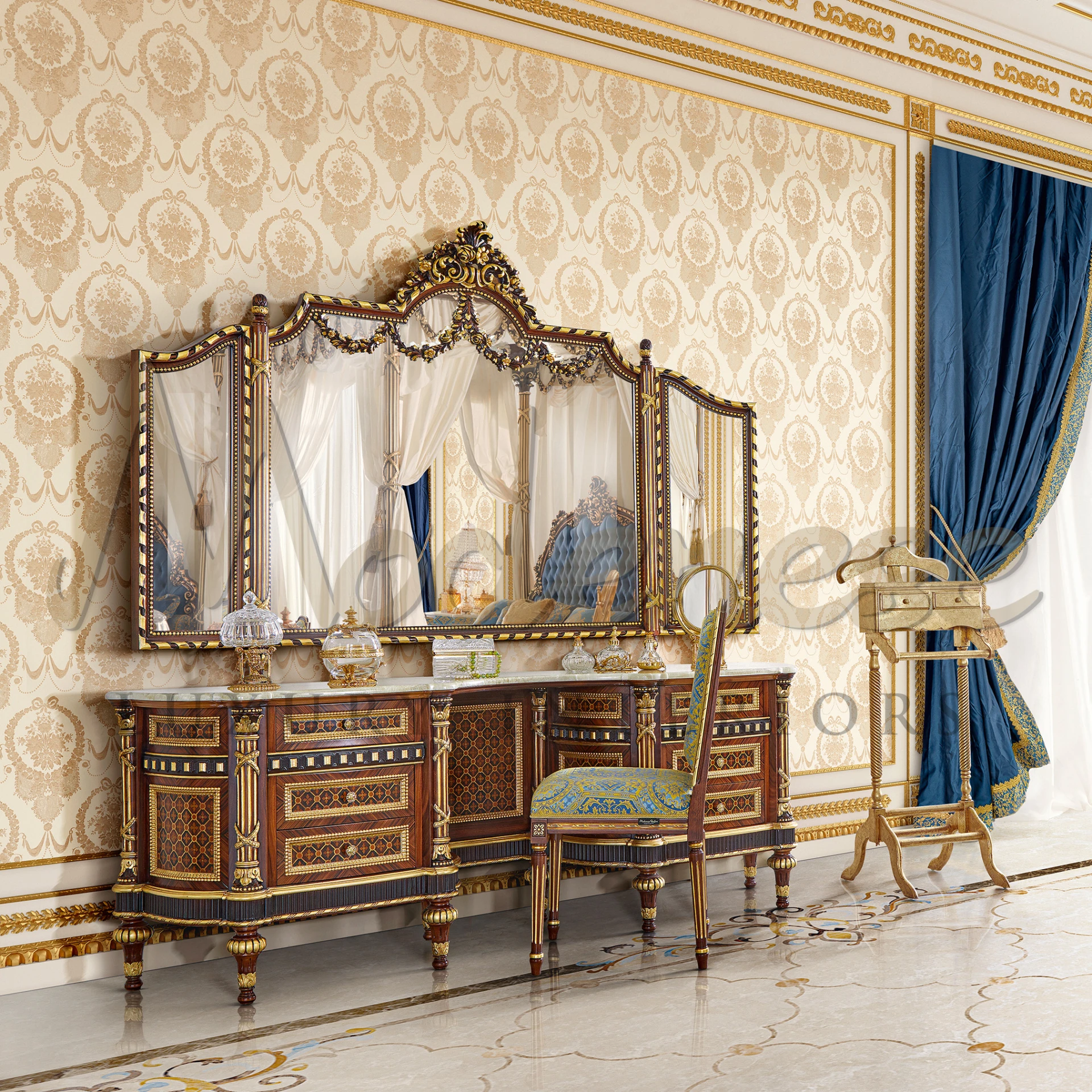 Artistic elegance in the Noble Handmade Figured Mirror, a framed masterpiece enhancing home decor with its detailed and traditional design.