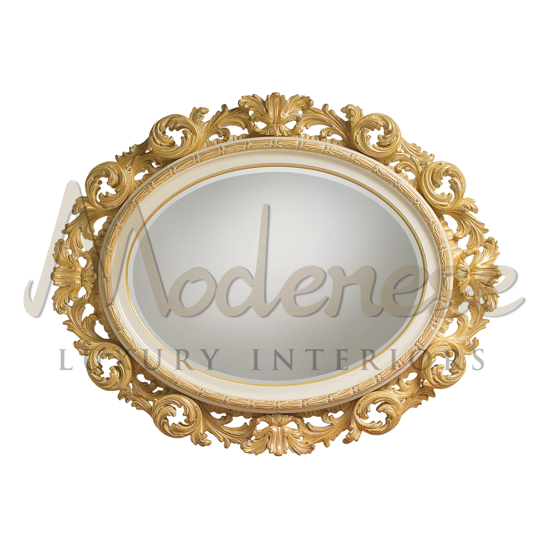 Hand Carved Classic Mirror by Modenese, a bespoke piece that brings luxury and Italian craftsmanship to your interior design.