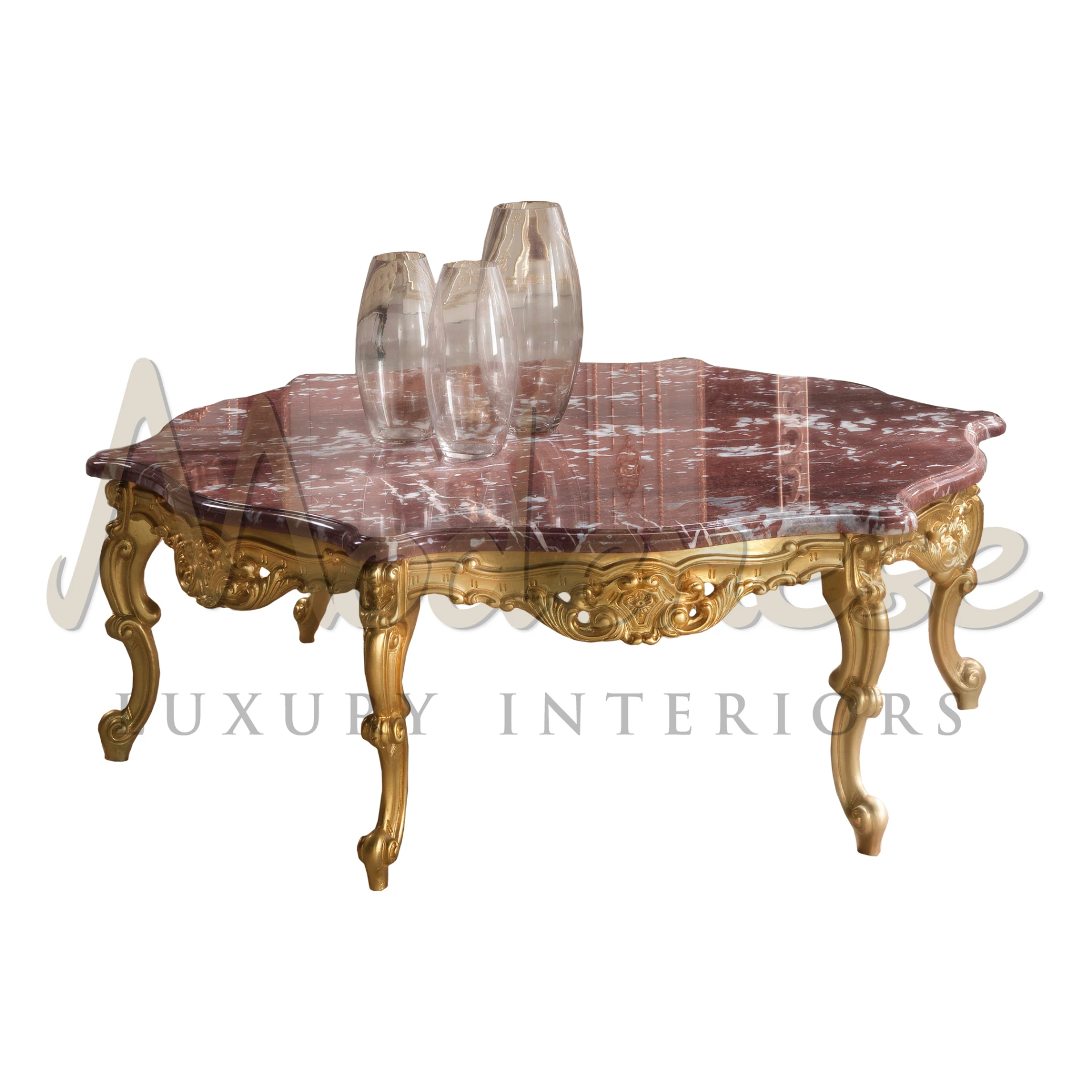 Introducing our Rosso Francia Figured Coffee Table, a masterpiece of sophistication and functionality. 
