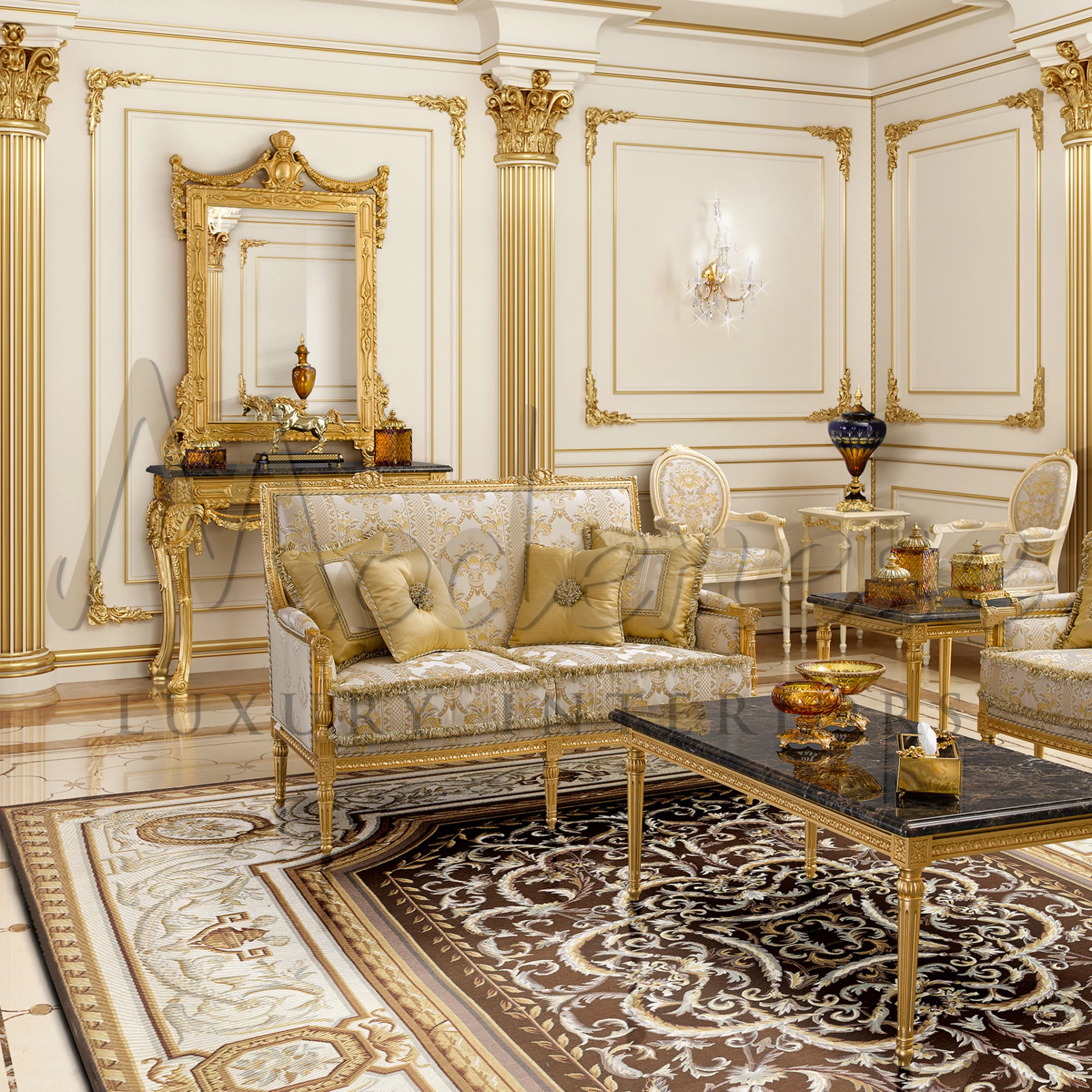 Enhance your interior with the Exquisite Gold Leaf Mirror, where traditional elegance meets noble Italian craftsmanship.