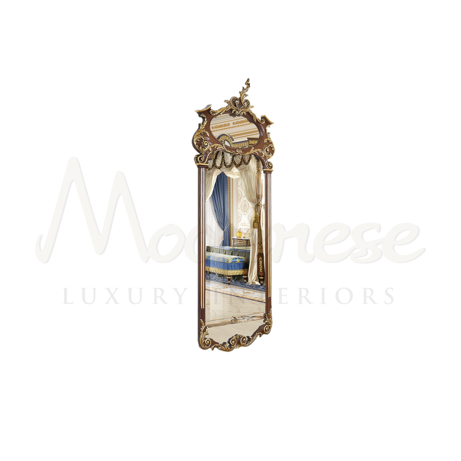 Exquisite Classic Walnut Mirror, perfect for adding regal elegance to French style homes, embodies luxury interior style.