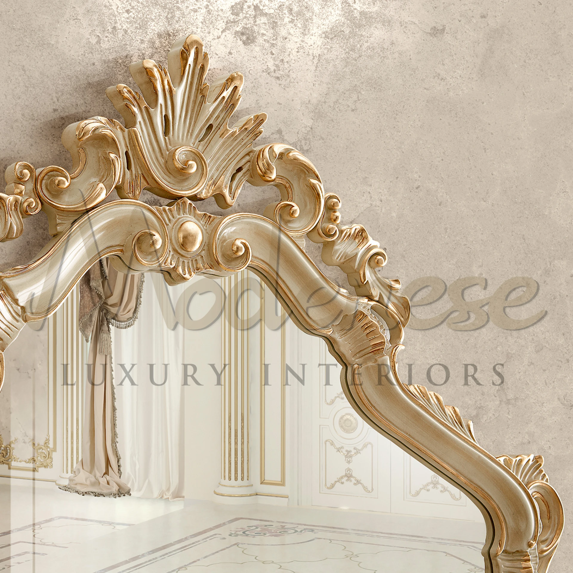 Noble and bespoke, this handcrafted Figured Mirror from Italy enhances any interior with its unique baroque and classic style.