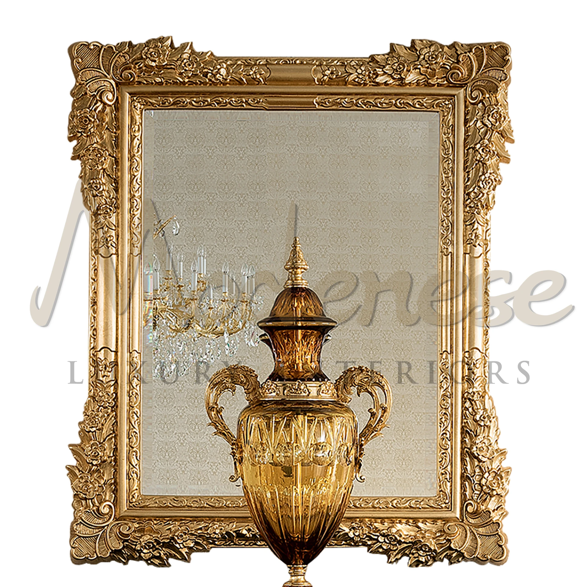 Rectangular Classic Gold Leaf Mirror, blending timeless style and luxury, perfect for adding elegance to home decor.