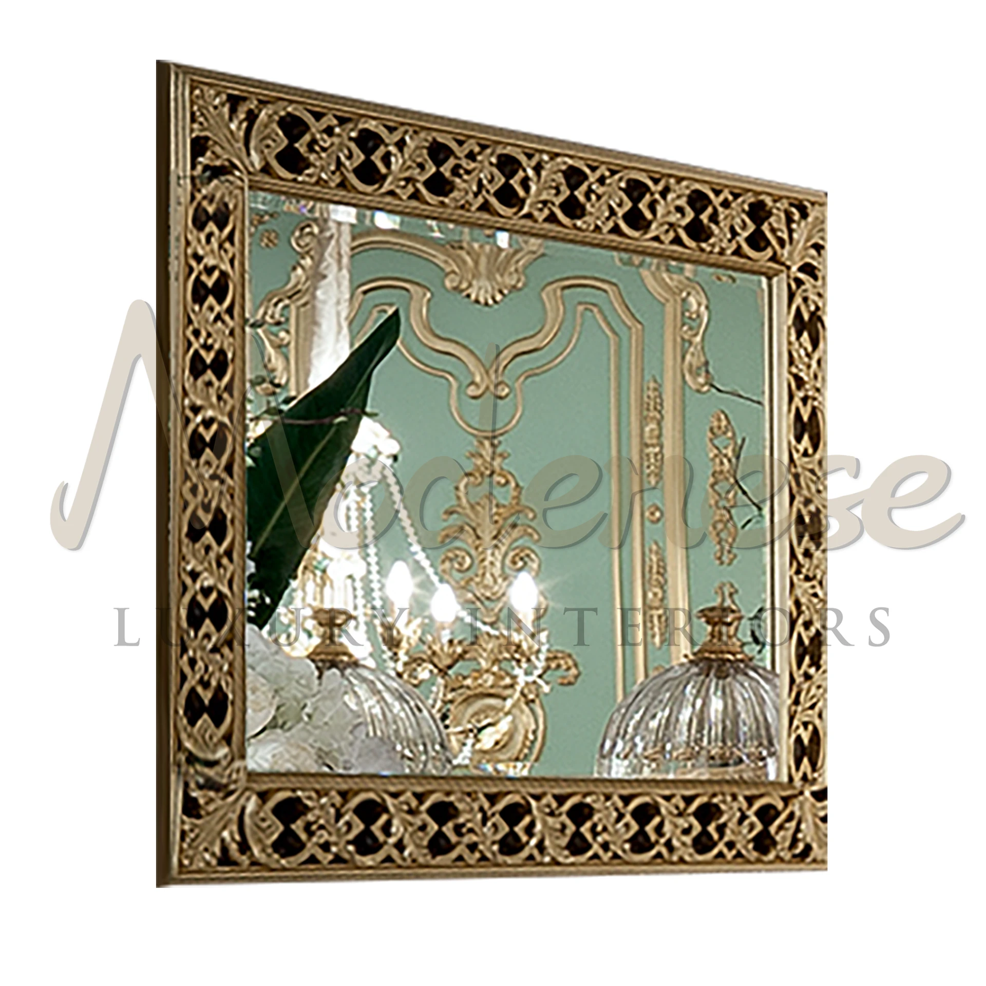 Baroque Style Rectangular Mirror with elaborate scrollwork and floral motifs, embodying classic luxury in home decor.