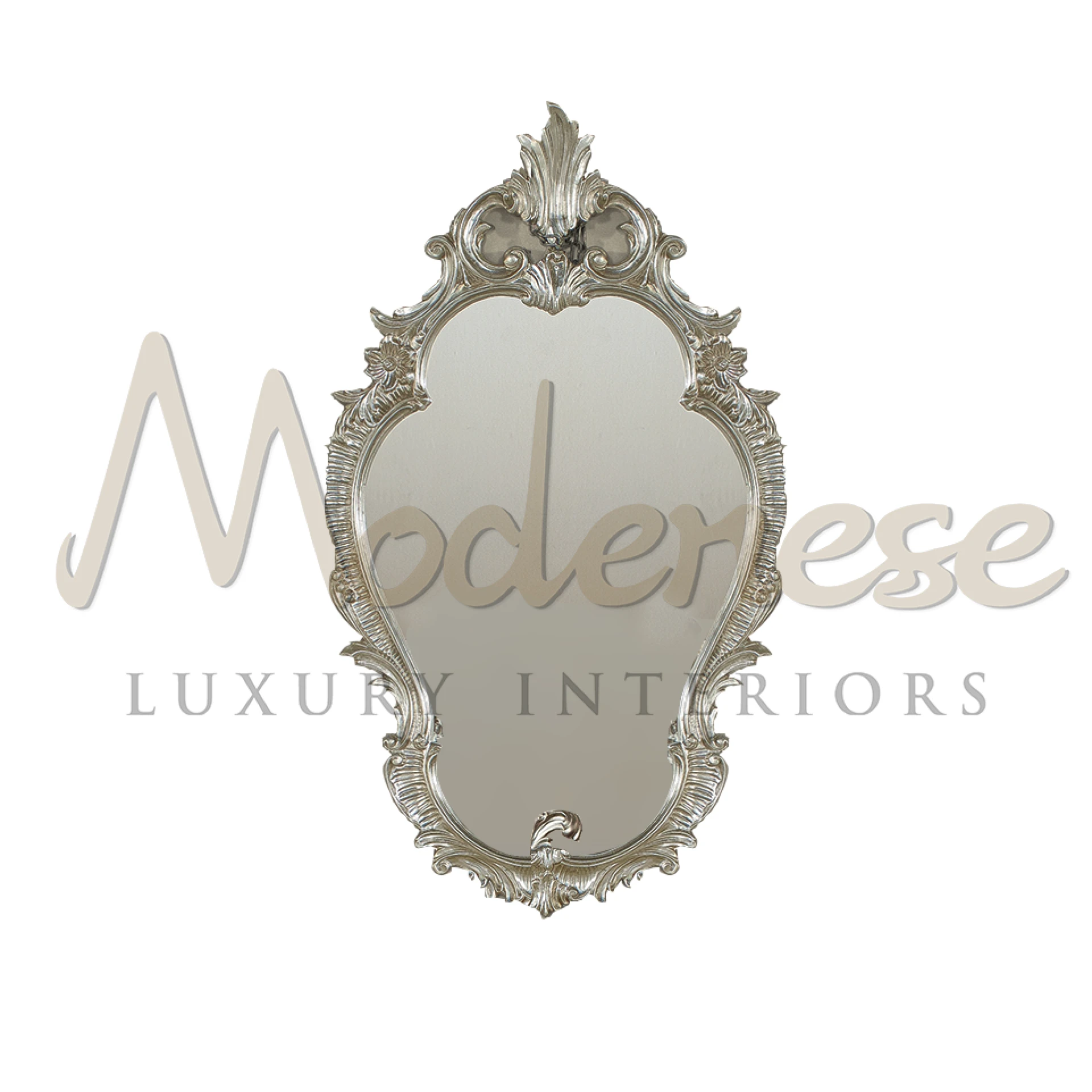 Elegant Silver Leaf Wall Mirror, available in shapes like rectangular, oval, and round, for versatile style.