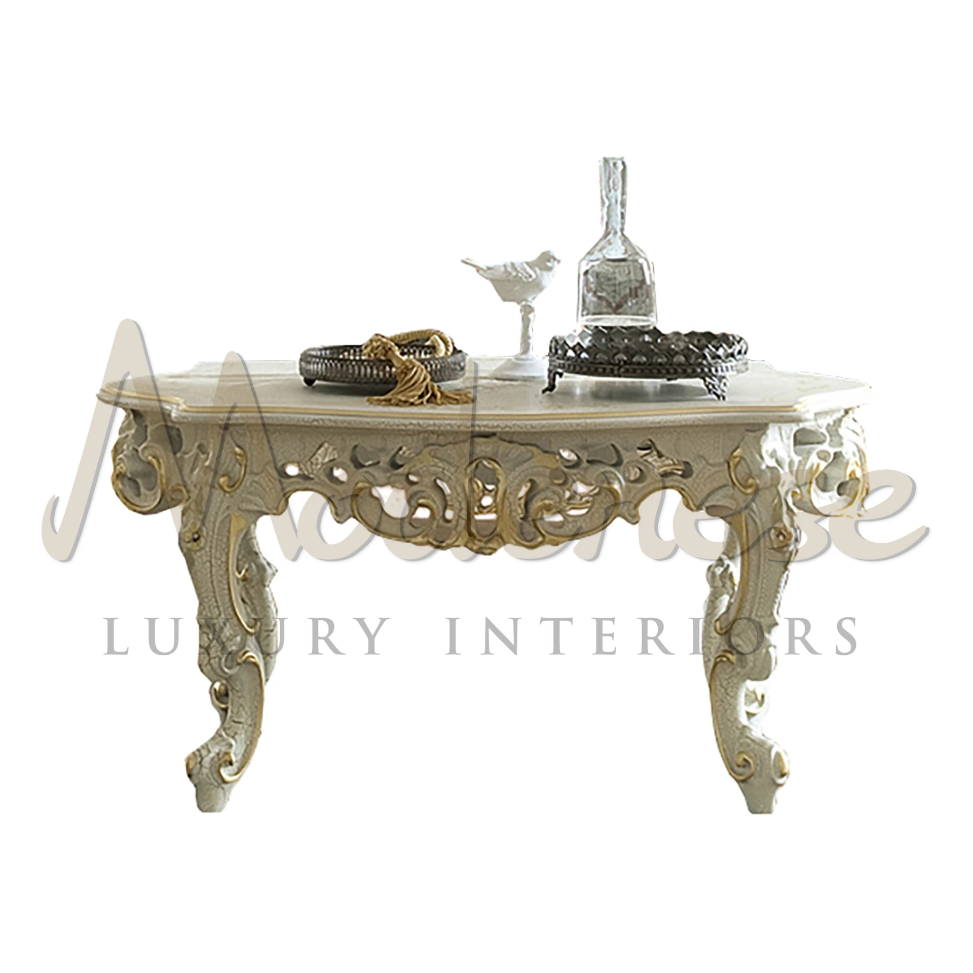 Timeless Beauty: Handcrafted Baroque Ivory Coffee Table