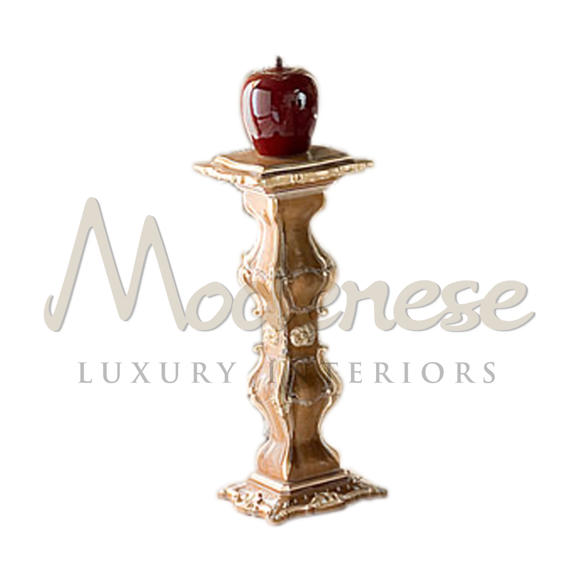 Classic Hand-Made Vase Stand in gold finish, turning spaces into art with its exquisite walnut craftsmanship.