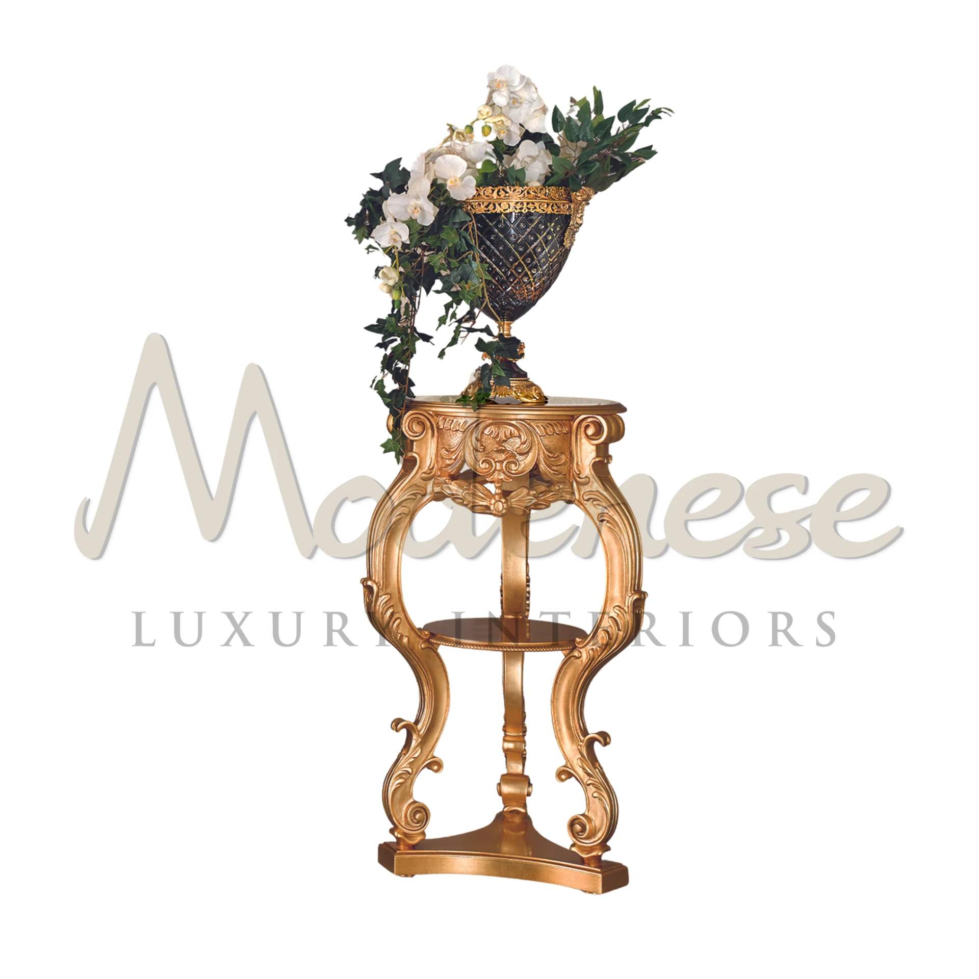 Classic Touch Decor Gold Leaf Vase Stand, a Modenese masterpiece of luxury interior and elegant design.