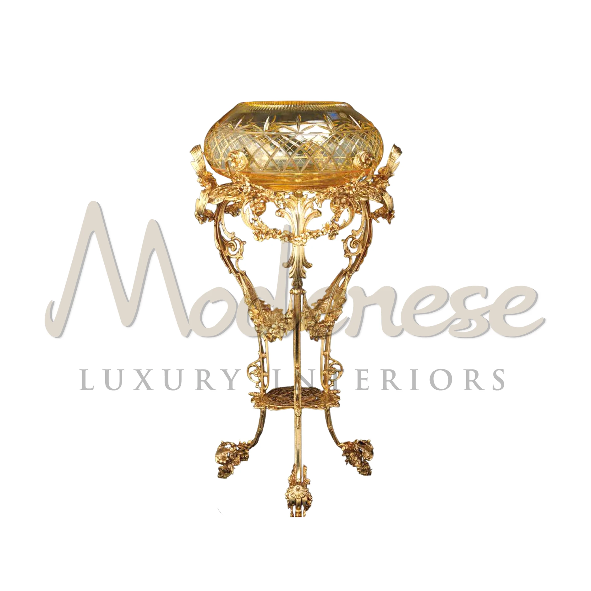 Italian Design Classic Vase Stand, a Baroque symbol of opulence with gold leaf and high-quality wood.