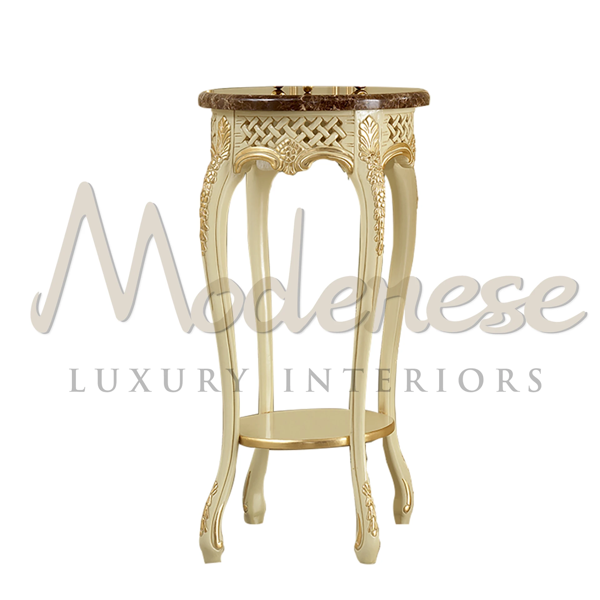 Luxury hand-carved solid wood vase stand in baroque style, perfect for enhancing interior design elegance.