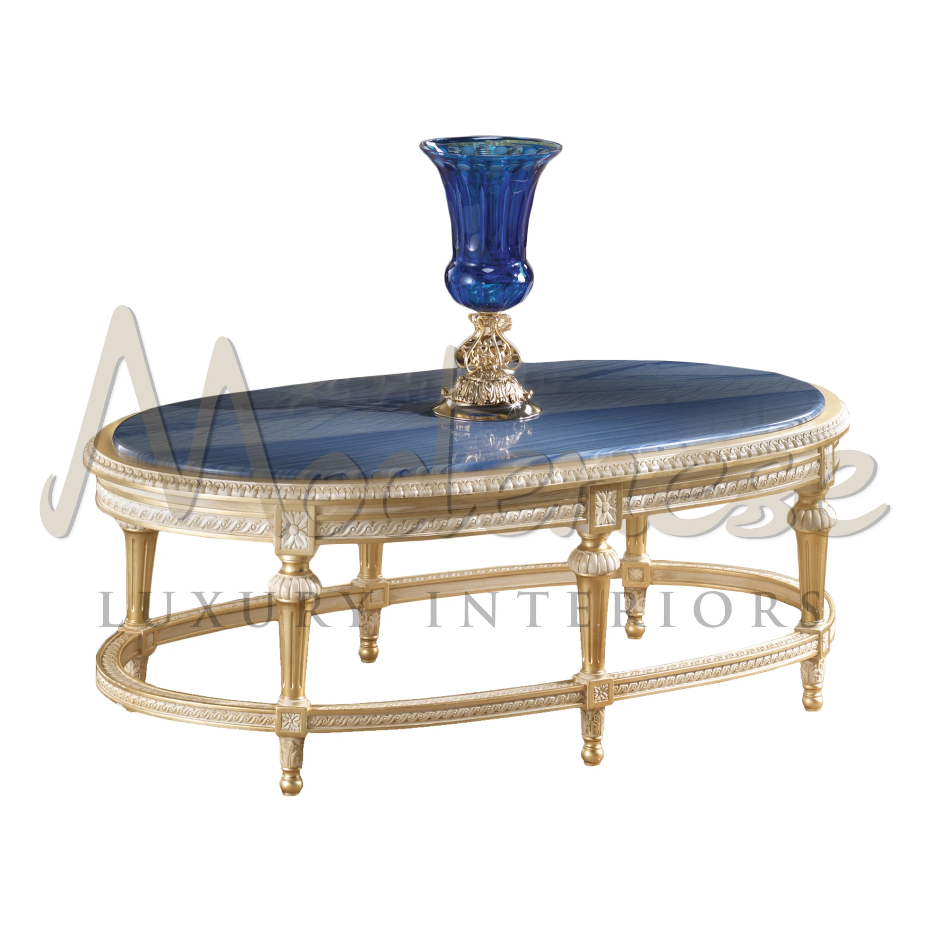 Luxurious Oval Azul Macaubas Coffee Table: A Statement of Elegance