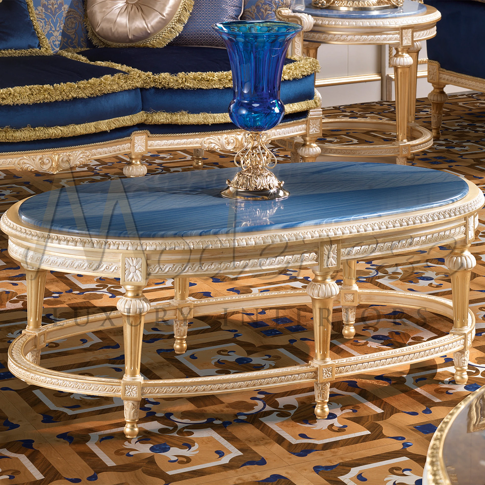 Timeless Beauty: Oval Azul Macaubas Marble Coffee Table