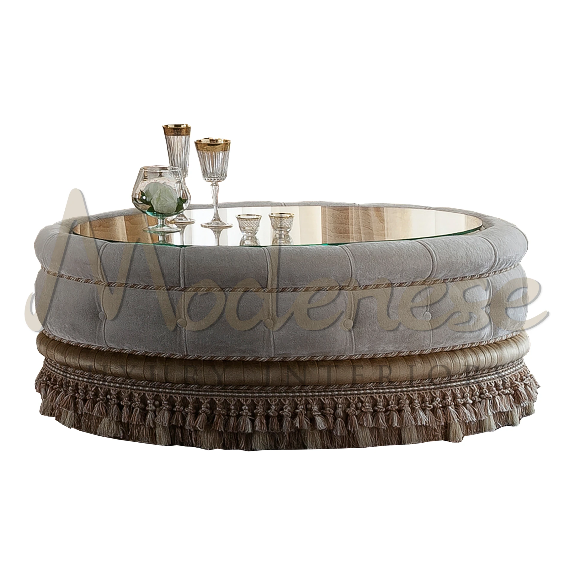 Sleek Elegance: Upholstered Oval Coffee Table for Stylish Living
