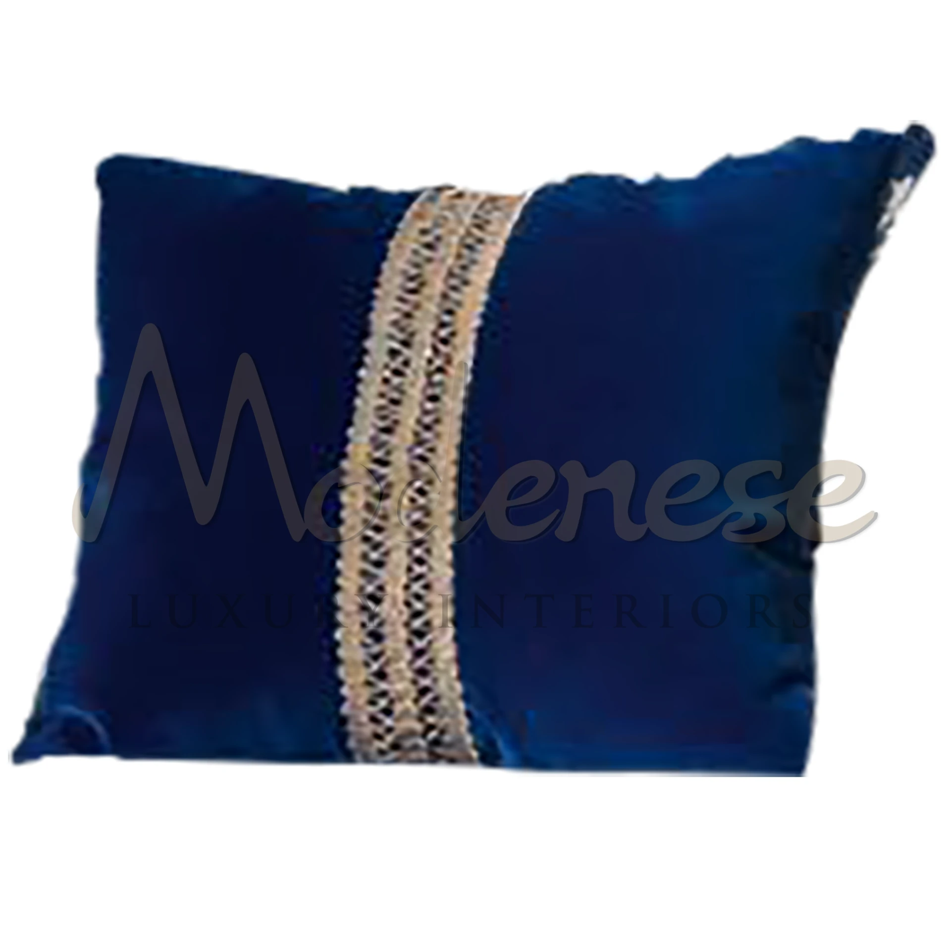 Royal Blue Pillow: A masterpiece of elegance, featuring intricate embroidery and elegant piping for a refined, textured look.