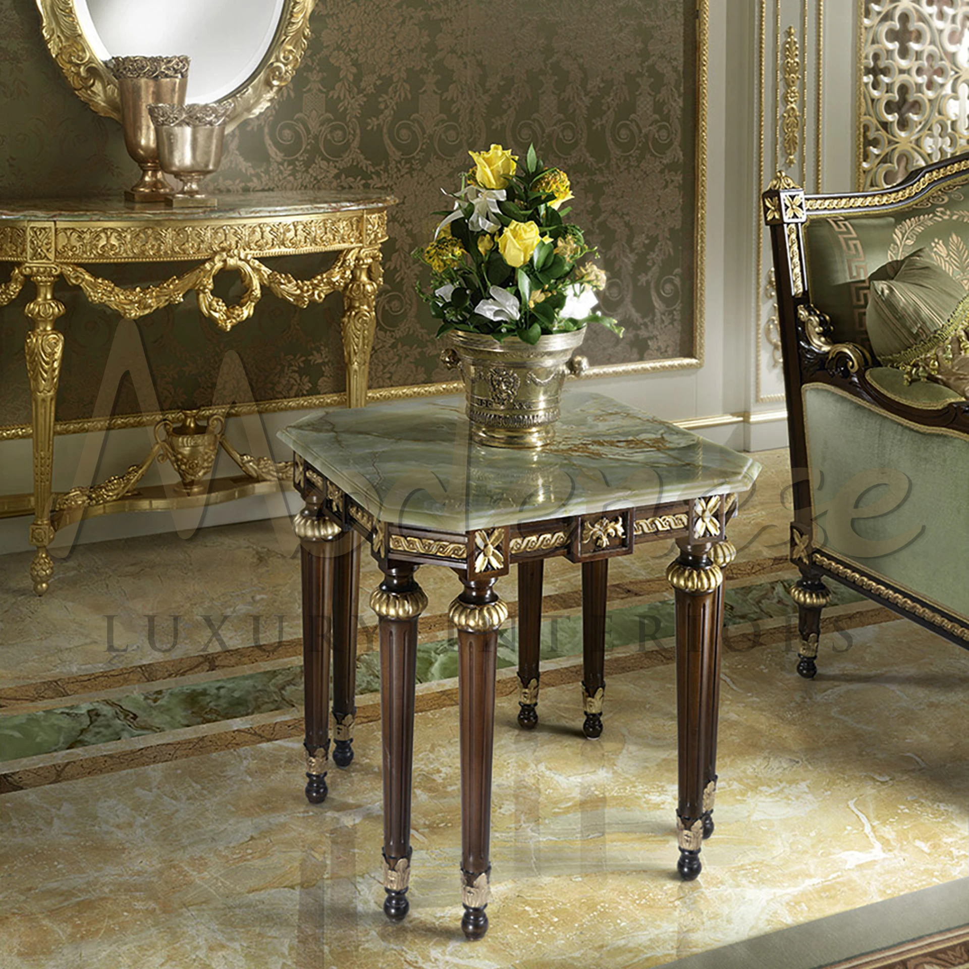 Green Onyx Charm: Explore Modenese Collection of Luxury Side Tables