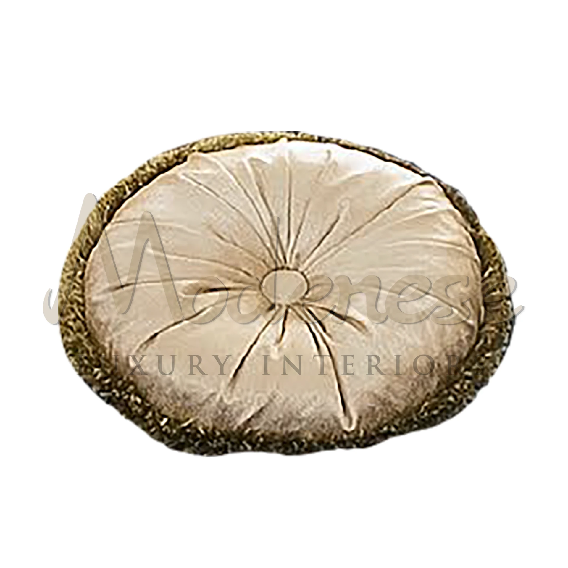 Classical Round Beige Pillow with clean lines and minimalist design, reflecting high-quality Italian luxury textiles.