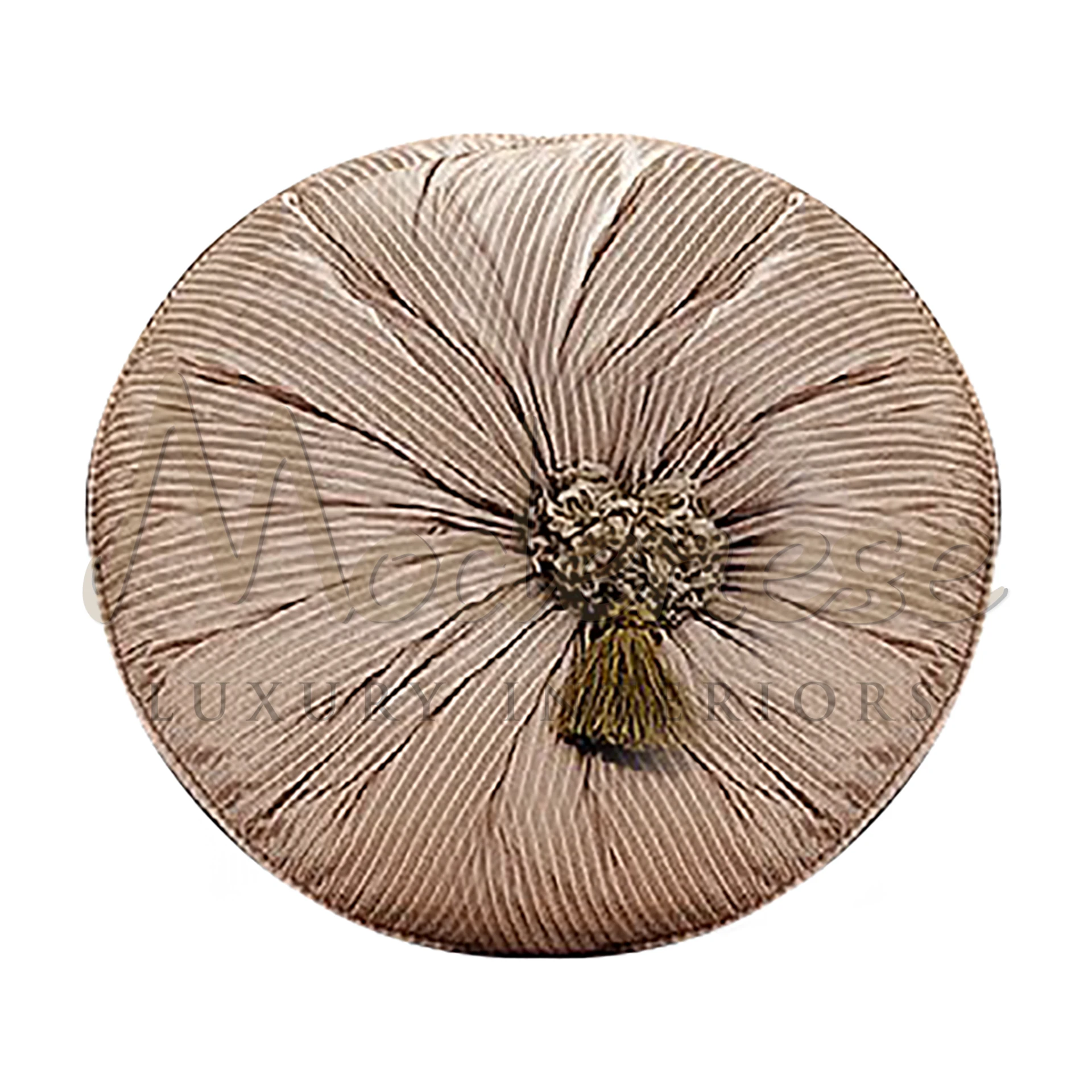 Classical Round Beige Pillow crafted from luxurious cotton, linen, and velvet, embodying Italian quality and comfort.