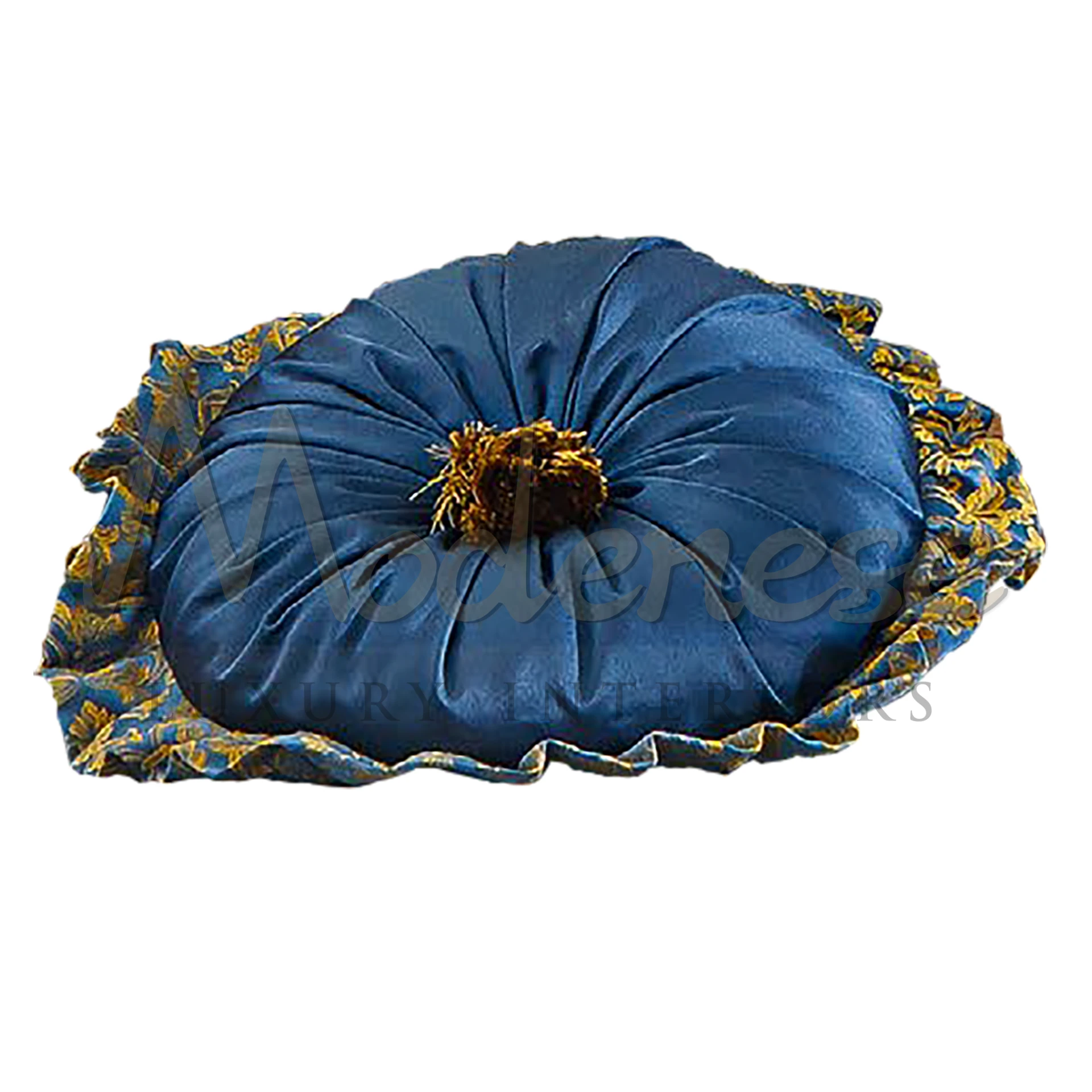 Classical Round Blue Pillow with harmonious design, clean lines, and balanced proportions, showcasing Italian luxury.