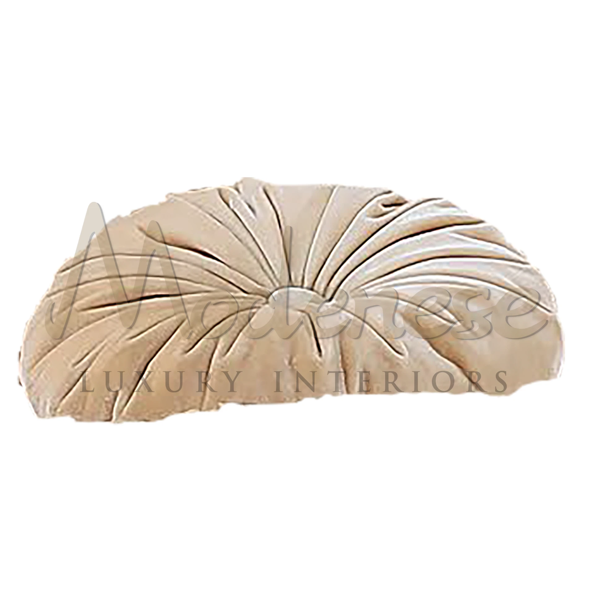 Classical Round Beige Pillow with a classic design, embodying traditional Italian luxury and understated elegance.