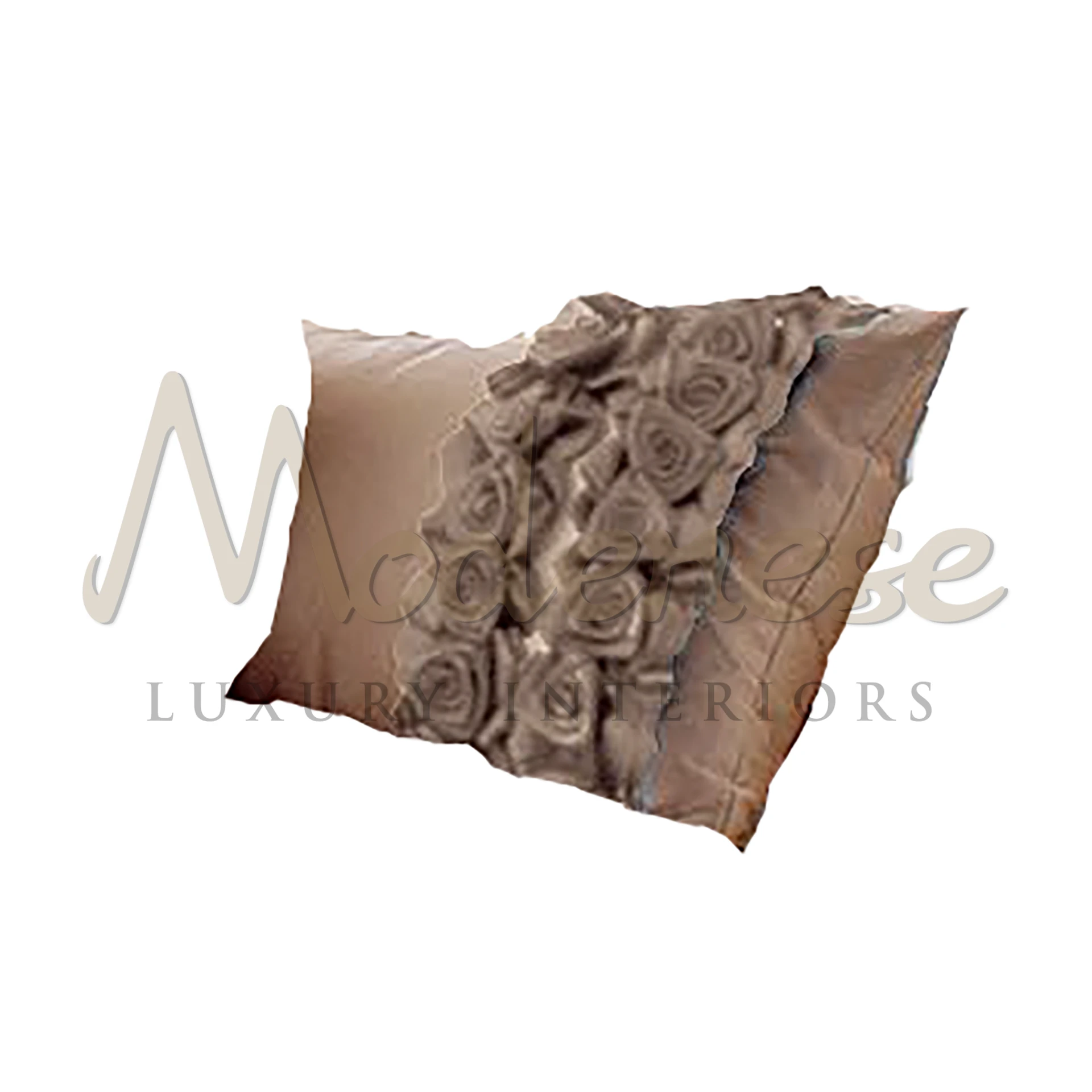 Victorian Beige Pillow with meticulous craftsmanship and delicate embellishments, showcasing Italian luxury textiles.