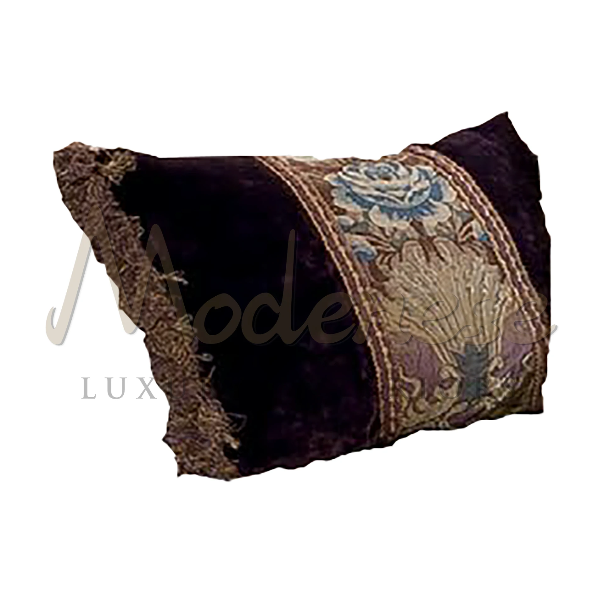 Royal Designer Pillow by Modenese Interiors: A masterpiece of luxury, with sumptuous fabrics and ornate embroidery.
