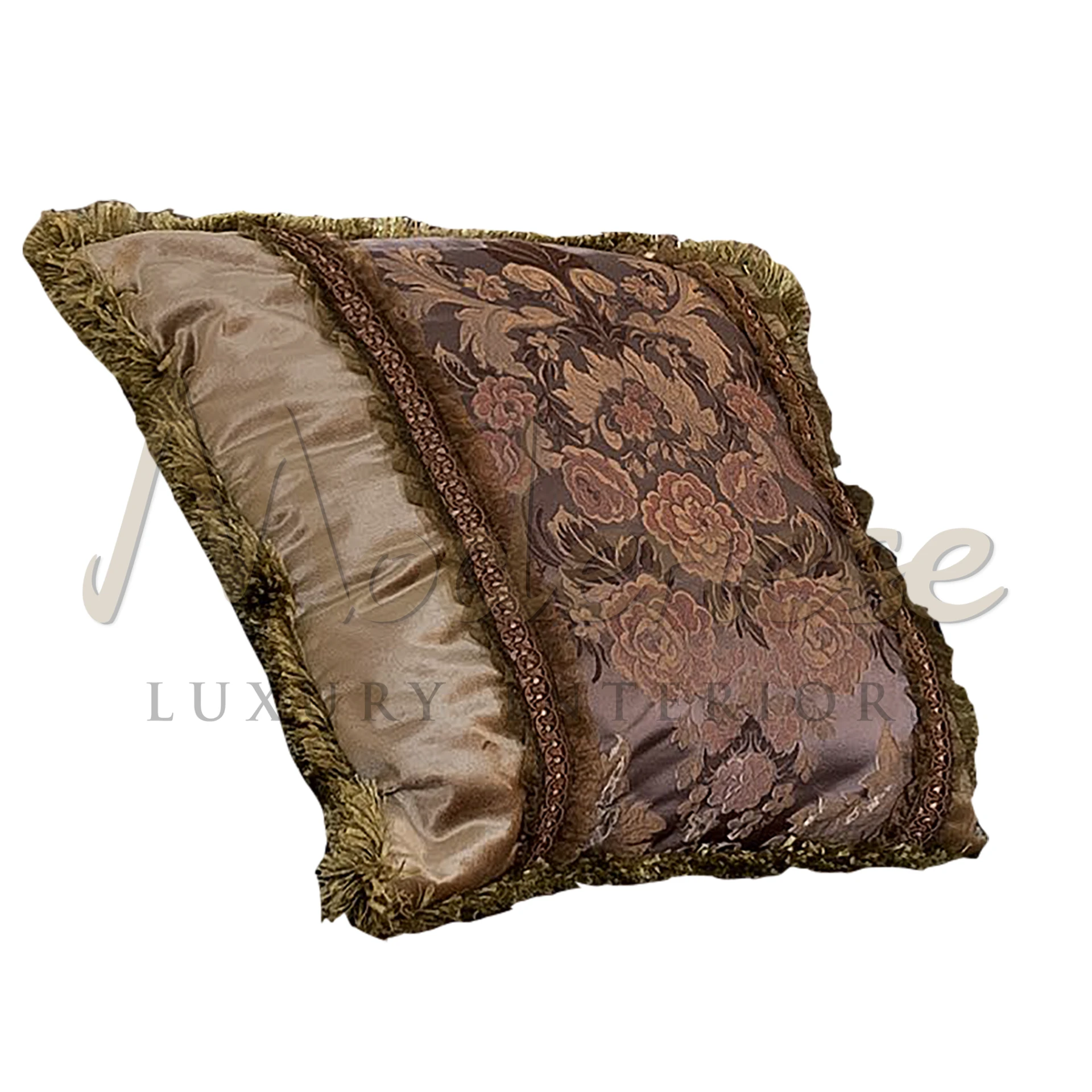Opulent Baroque Style Brown Pillow with rich colors and intricate detailing, embodying luxury Italian craftsmanship.