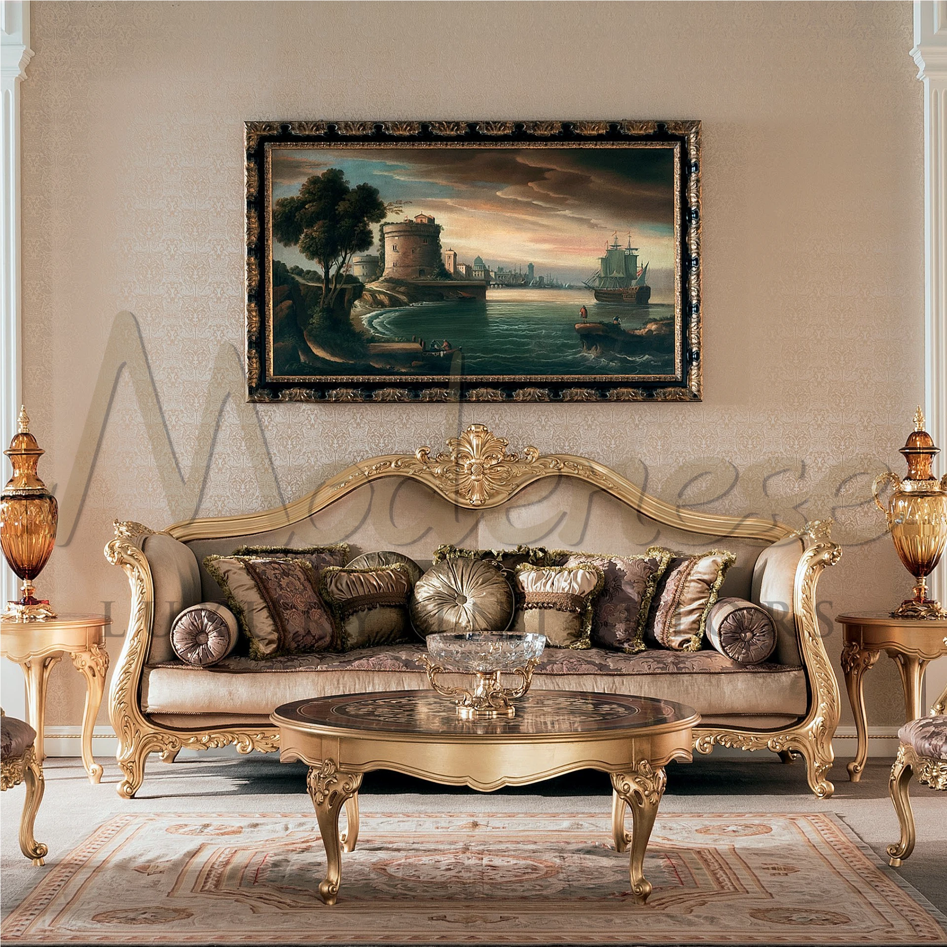 Opulent and sophisticated Baroque Elegant Pillow, showcasing the grandeur of Italian craftsmanship and luxury textiles.