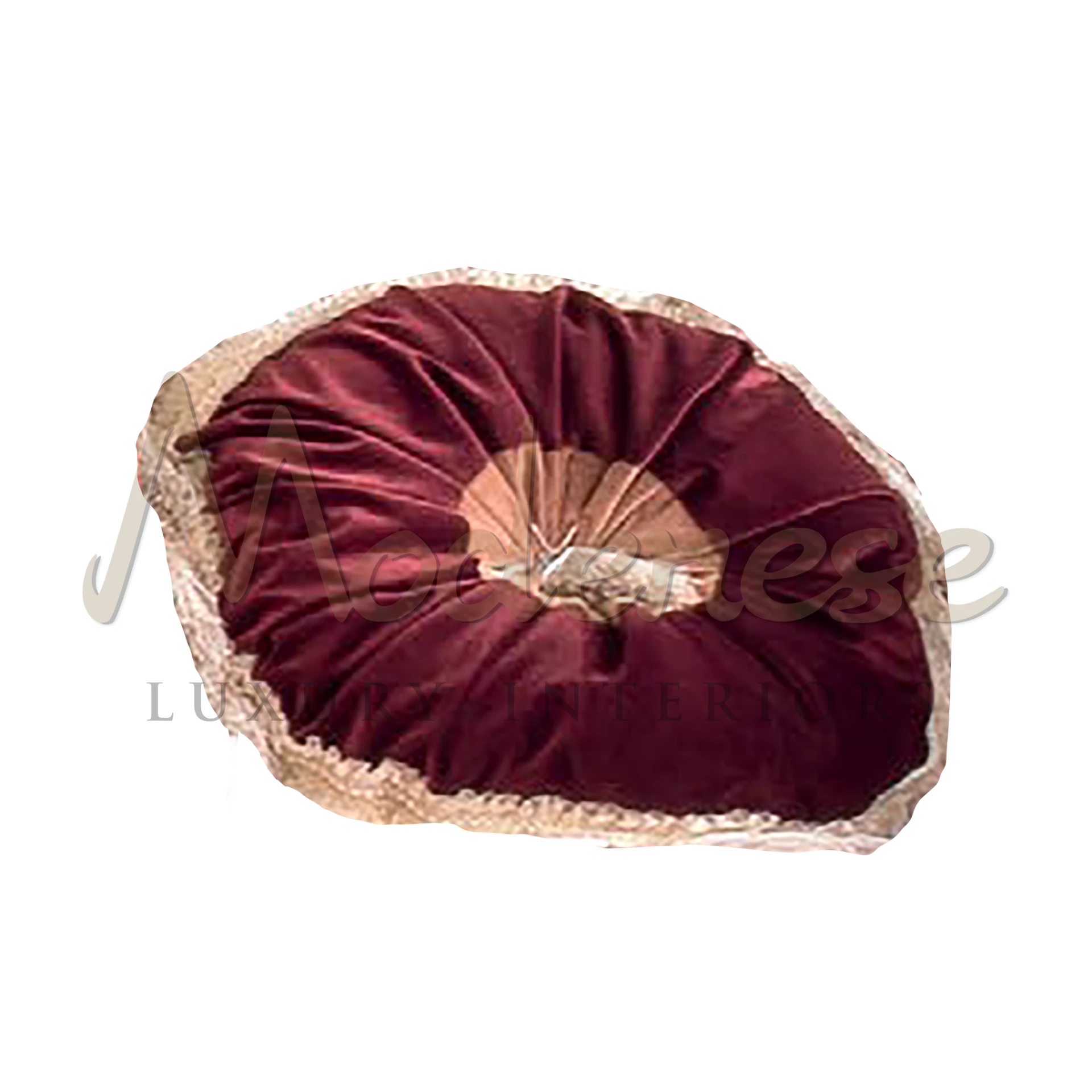 Striking Imperial Round Red Pillow, adding a bold and sophisticated touch to interiors with its luxurious, high-quality design.