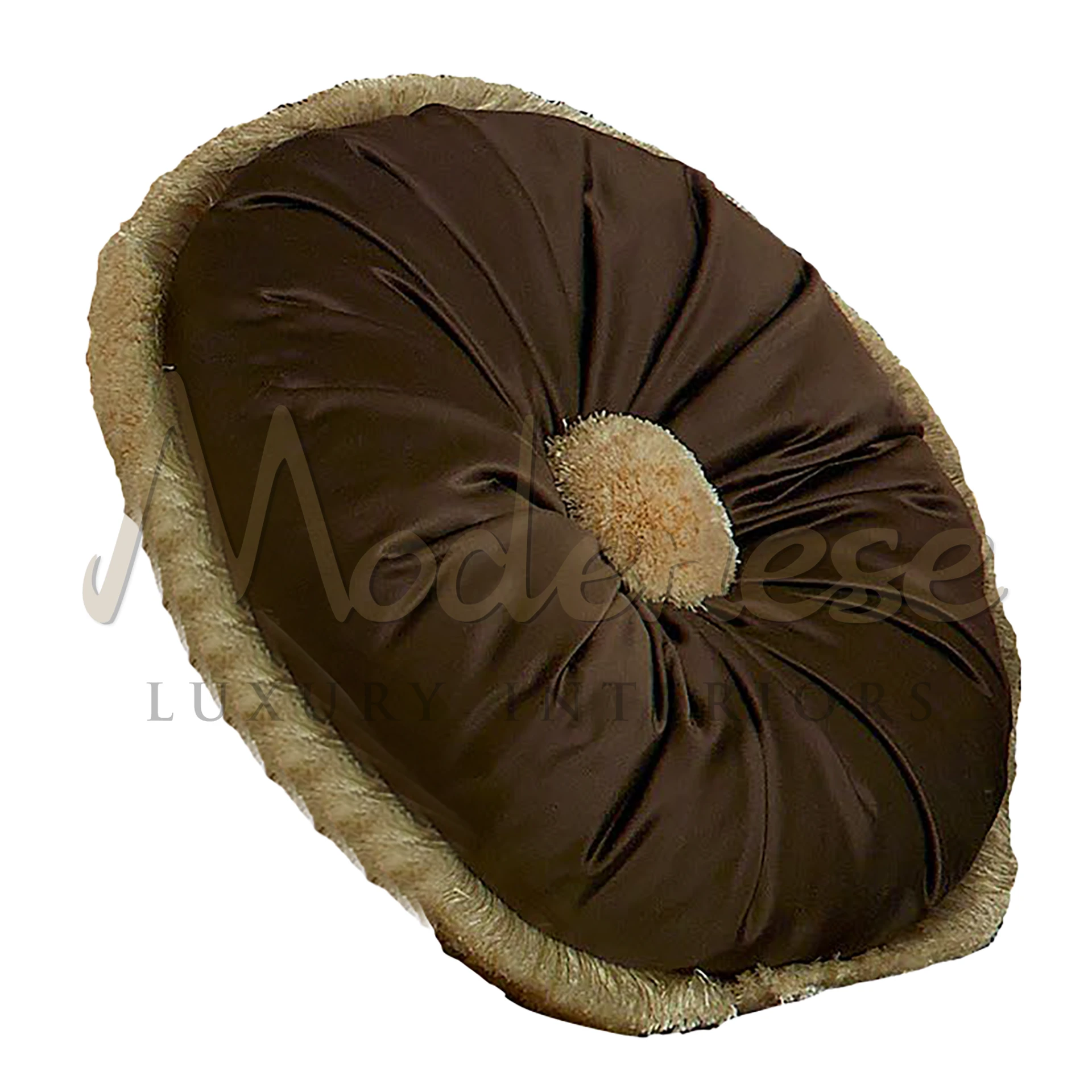 Royal Round Brown Pillow, a luxurious addition exuding grandeur on regal sofas, elegant armchairs, or sumptuous beds.
