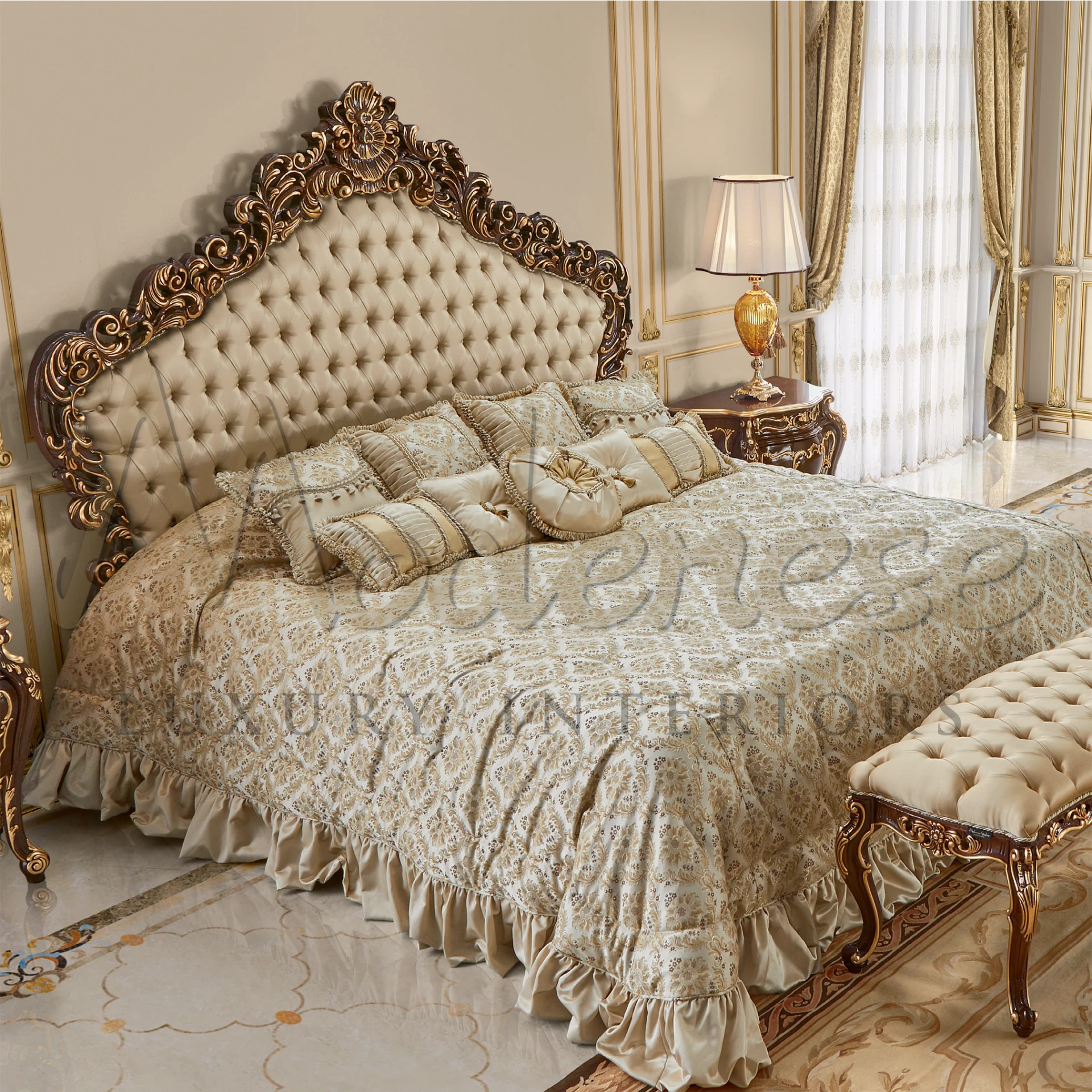 Luxurious and elegant, the Beige Luxury Bed Cover by Modenese offers a blend of high-quality textiles and sophisticated design.