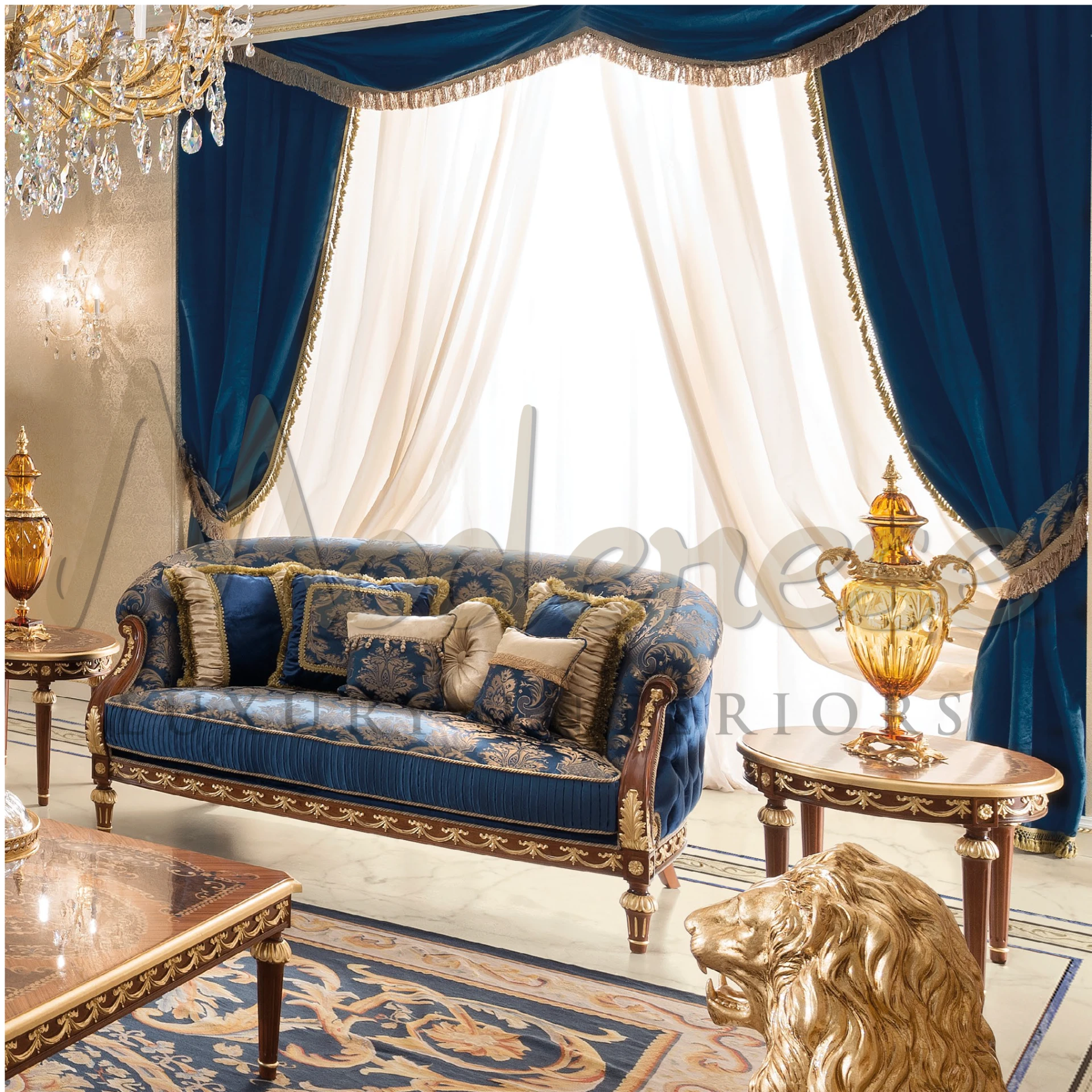 Luxurious Royal Traditional Curtains, inspired by opulent castles, embodying a sense of history and refinement in home decor.