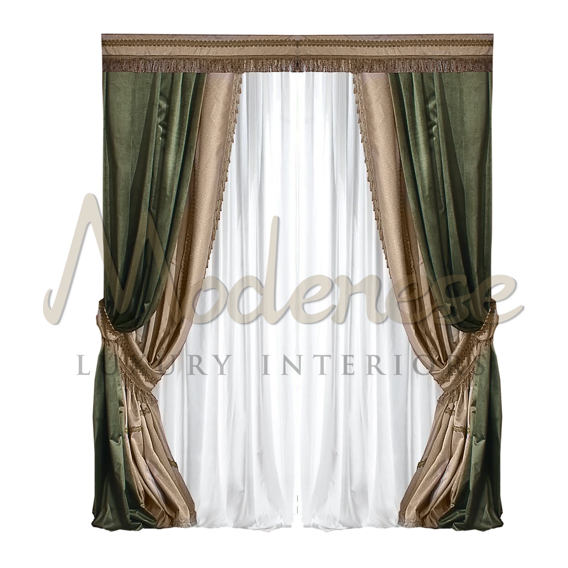 Classical Dark Green Curtains in plush velvet, exuding opulence and adding a rich, luxurious touch to the room's design.
