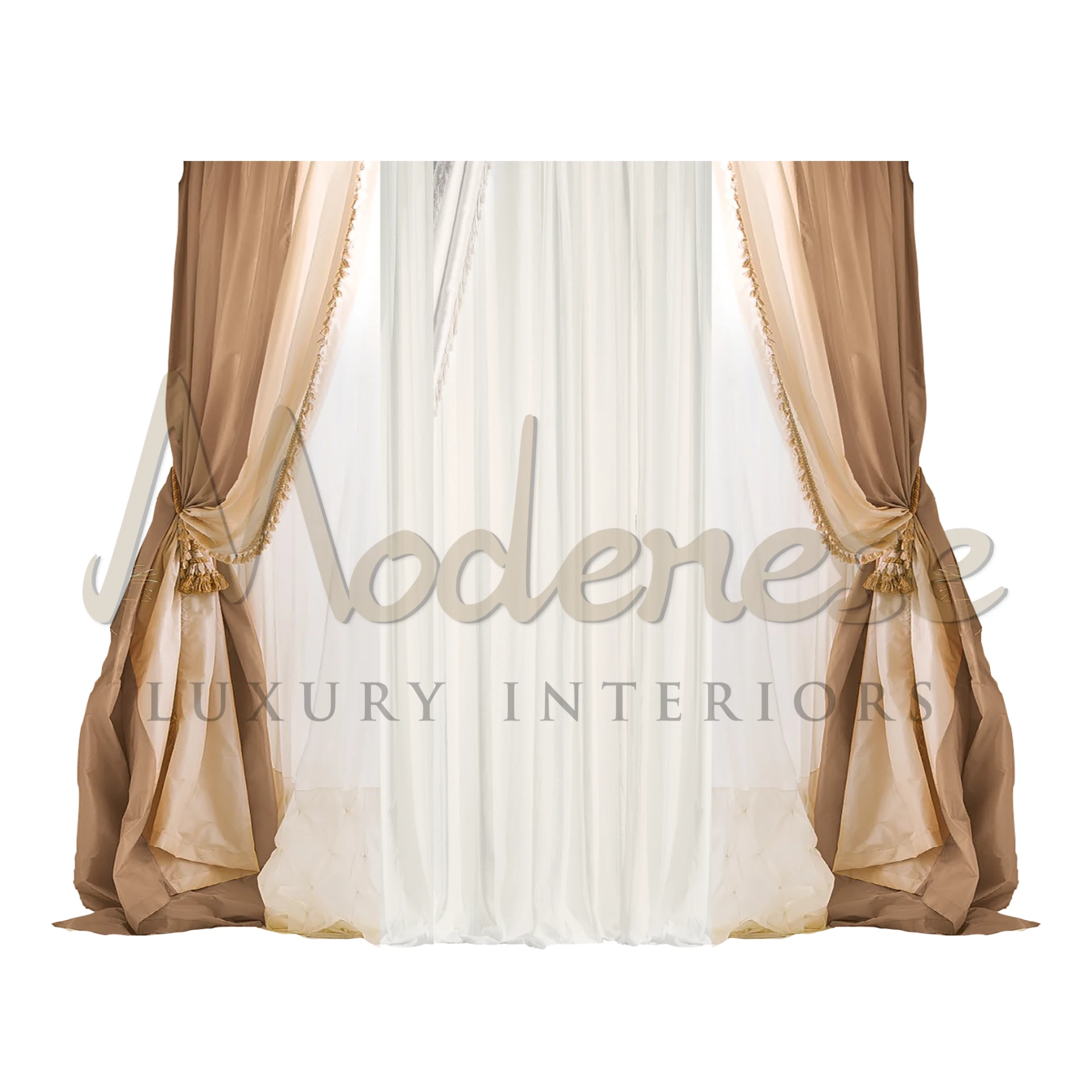 Elegant Cream Curtains by Modenese Interiors, adding a touch of refined elegance and luxury to the living space