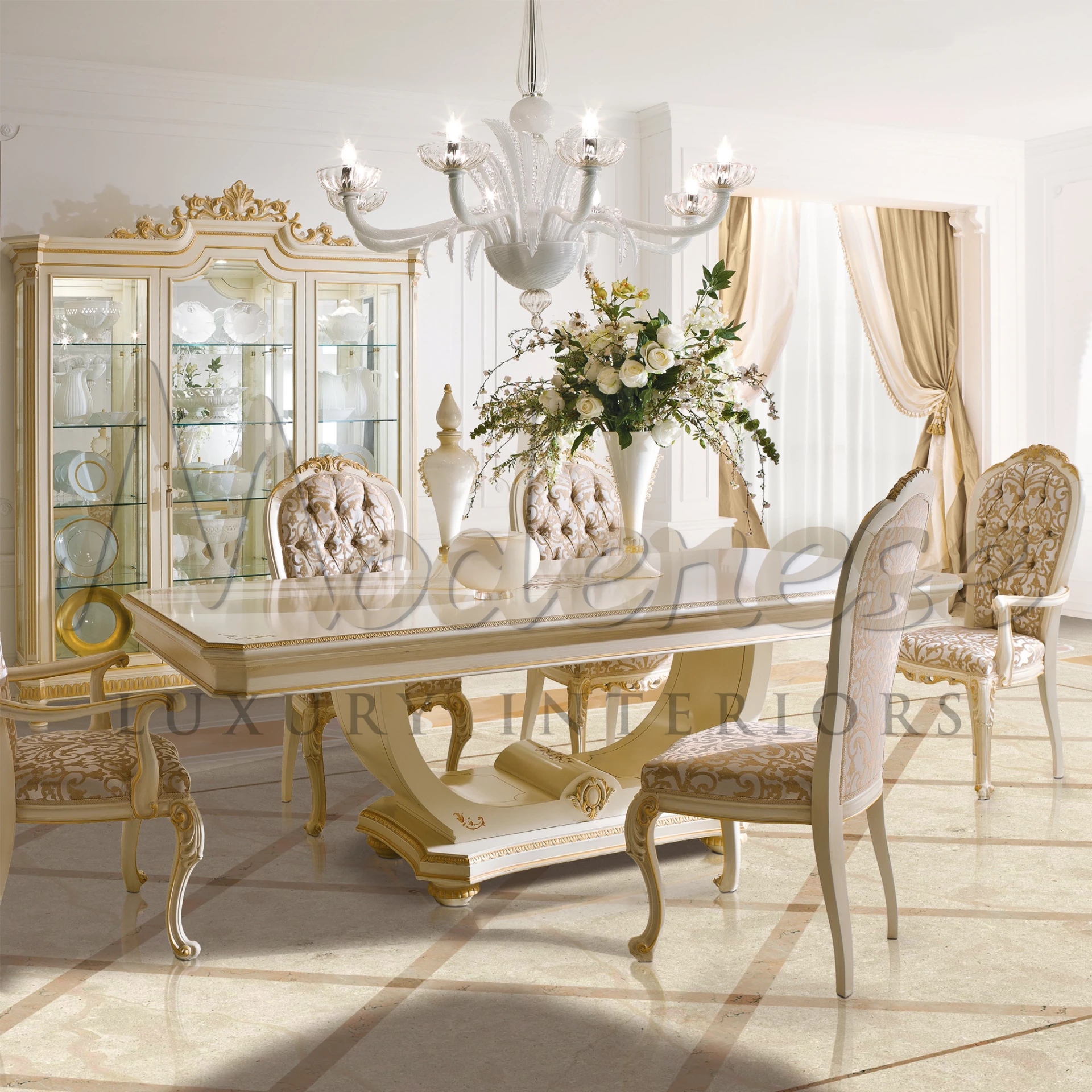 Modenese Interiors' Elegant Cream Curtains, epitomizing luxury with their sophisticated texture and timeless appeal.