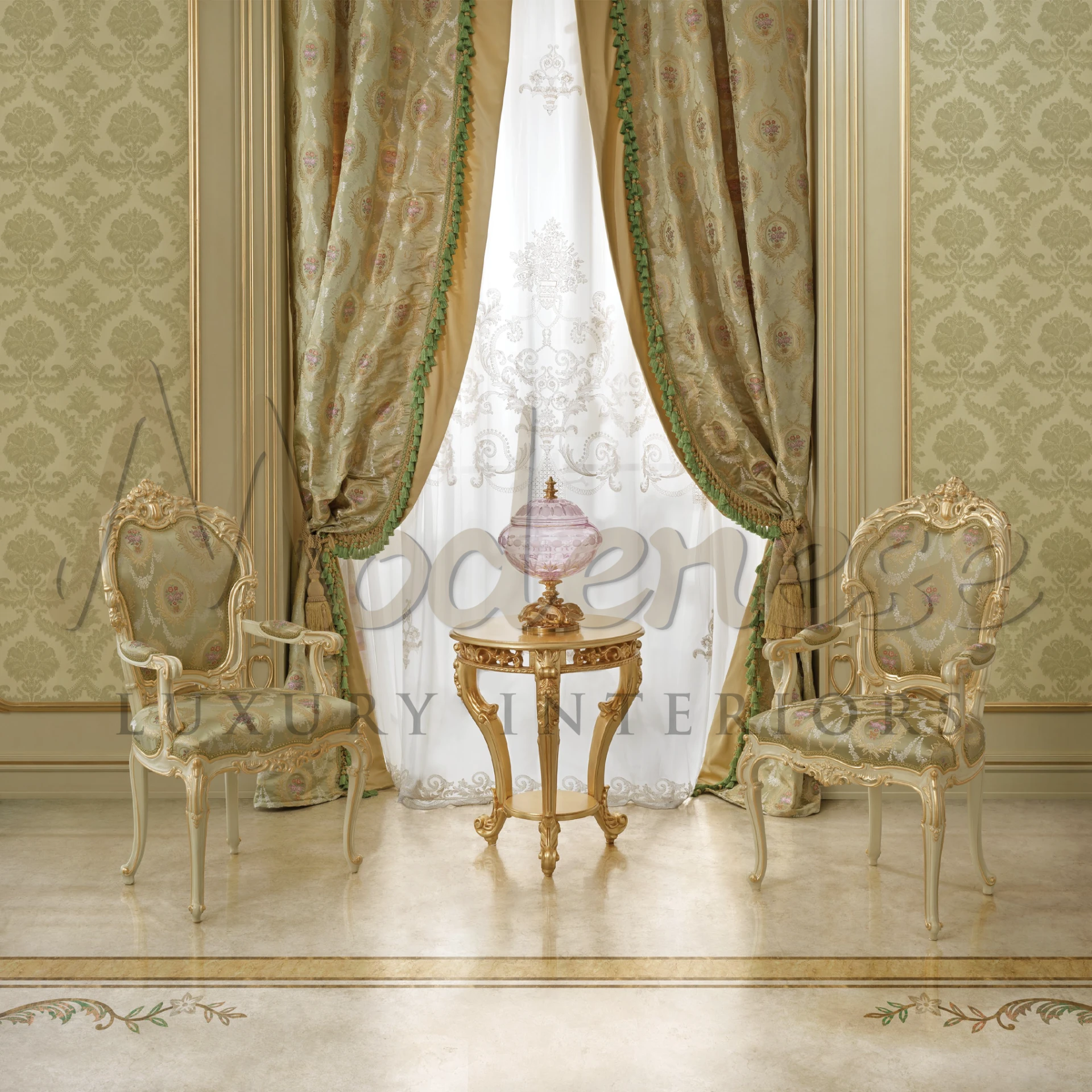 Luxury meets tradition in these Silk Curtains, featuring classic patterns that enhance the room with sophistication and style.