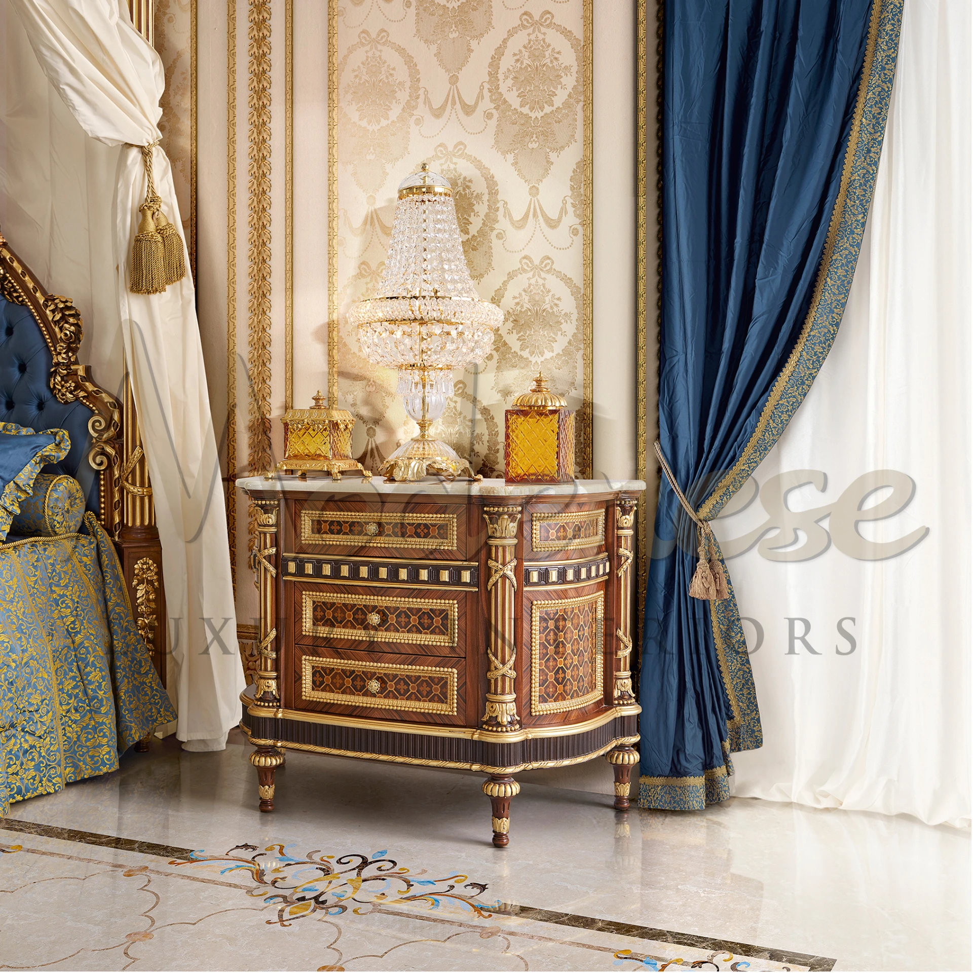 Intricate and elegant, this Italian design glass box adds a touch of sophistication to any luxury interior setting.