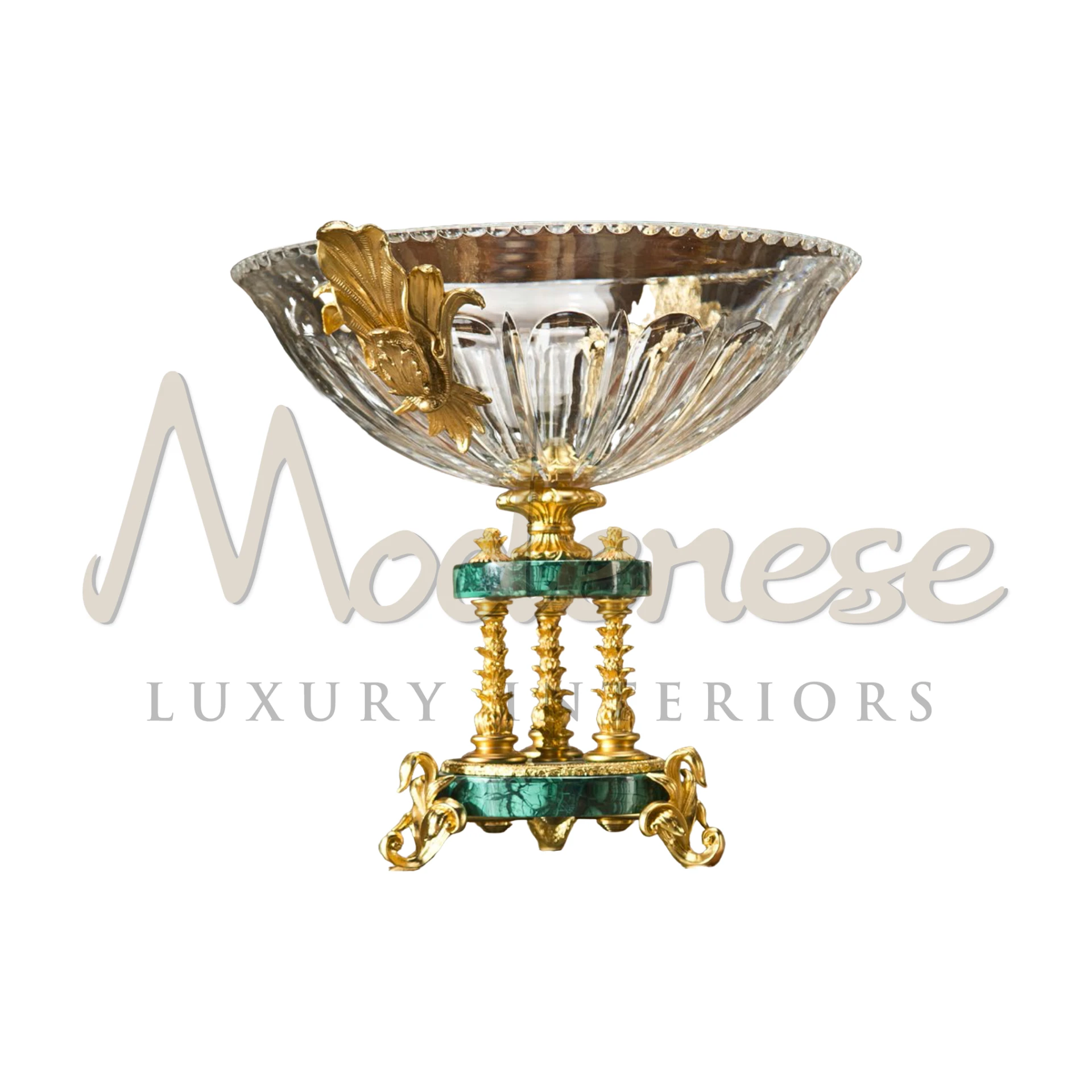 Luxury crystal vase adorned with gold accents, a masterpiece of interior design that embodies classic elegance.