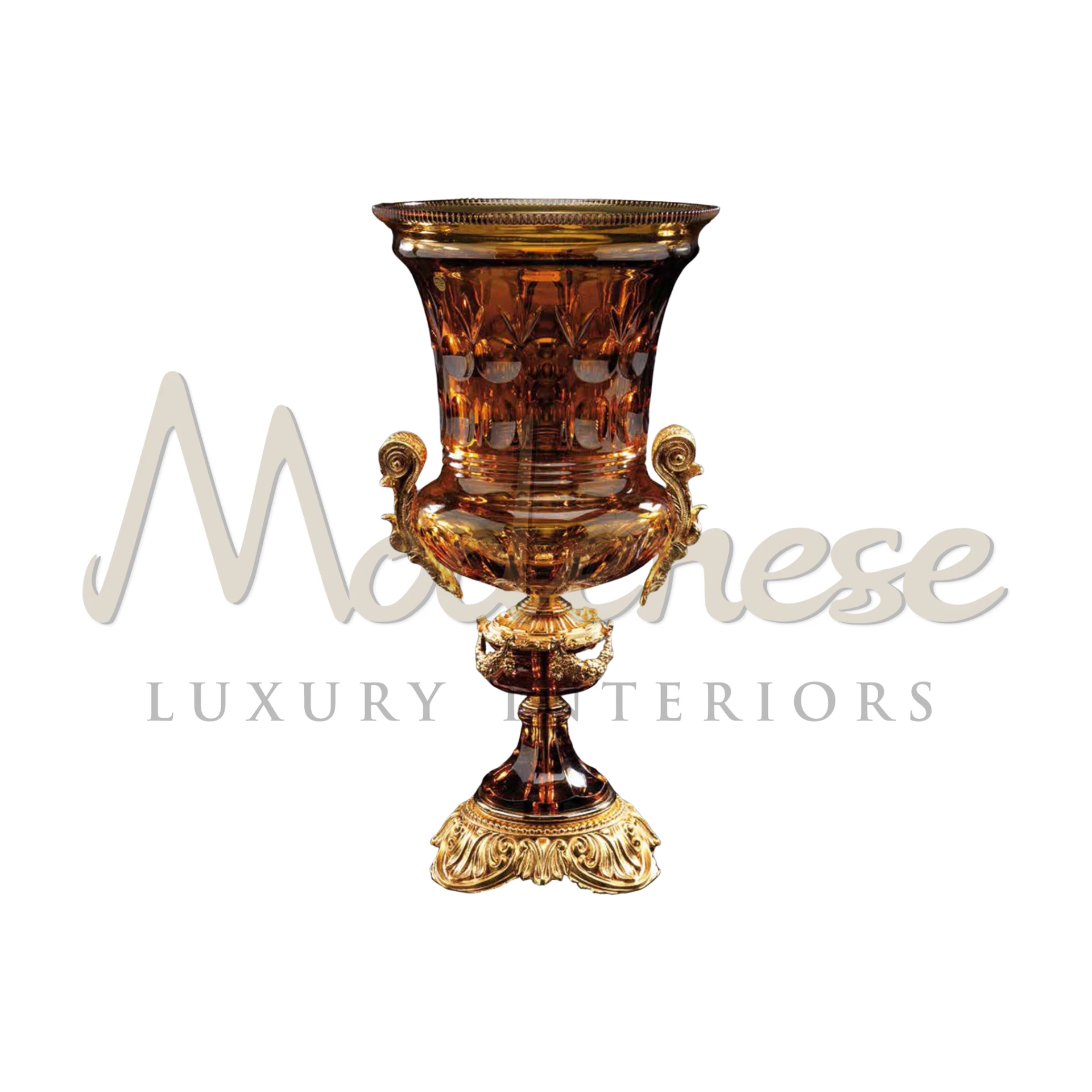 Baroque design luxury vase with intricate curves and scrolls, embodying 17th-century European art in modern decor.