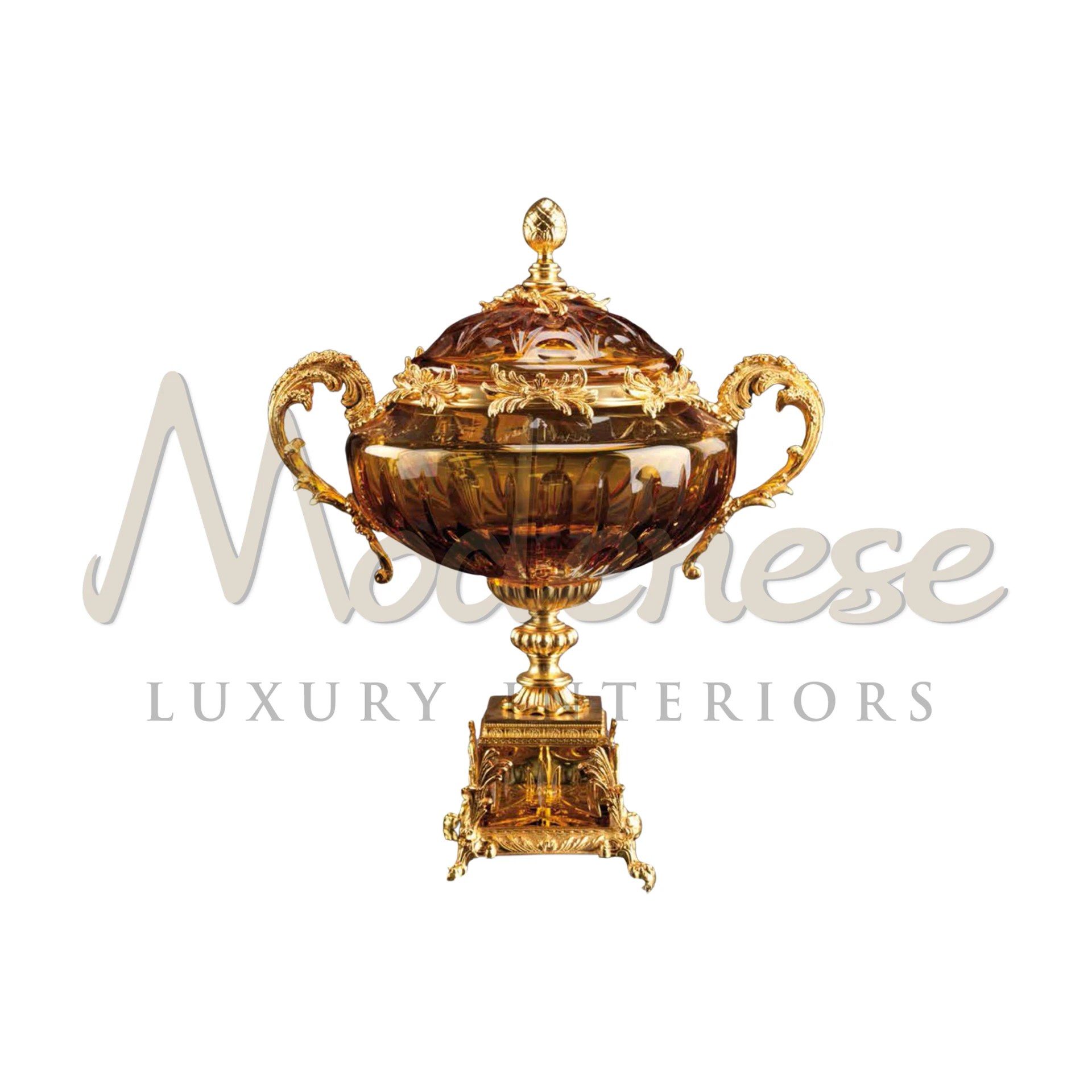 High-quality Luxury Crystal Vase with etched designs and gemstone accents, epitomizing elegance in classic and baroque interiors.