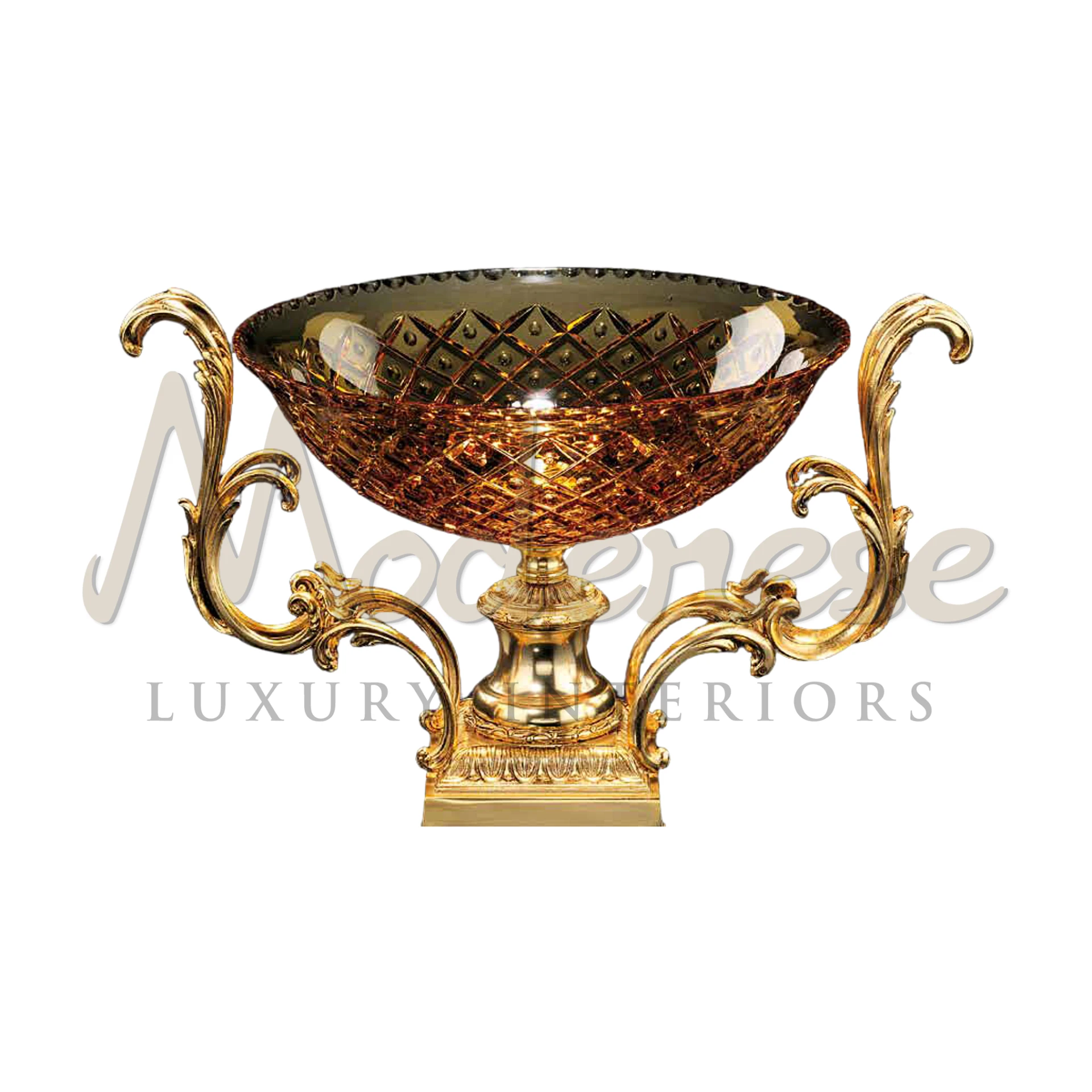 Handmade Gold Vase from Modenese, a luxurious art piece that adds elegance to interiors, ideal for flowers or as decor.