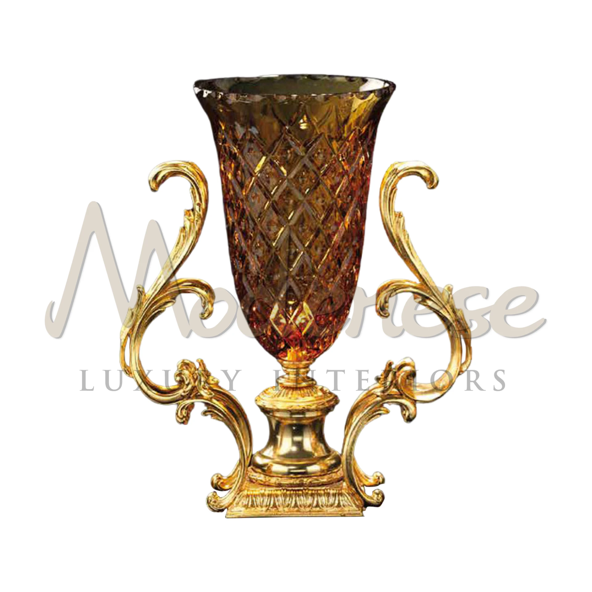 High-end Italian Crystal Vase by Modenese, featuring intricate designs and exceptional craftsmanship for luxury interiors.