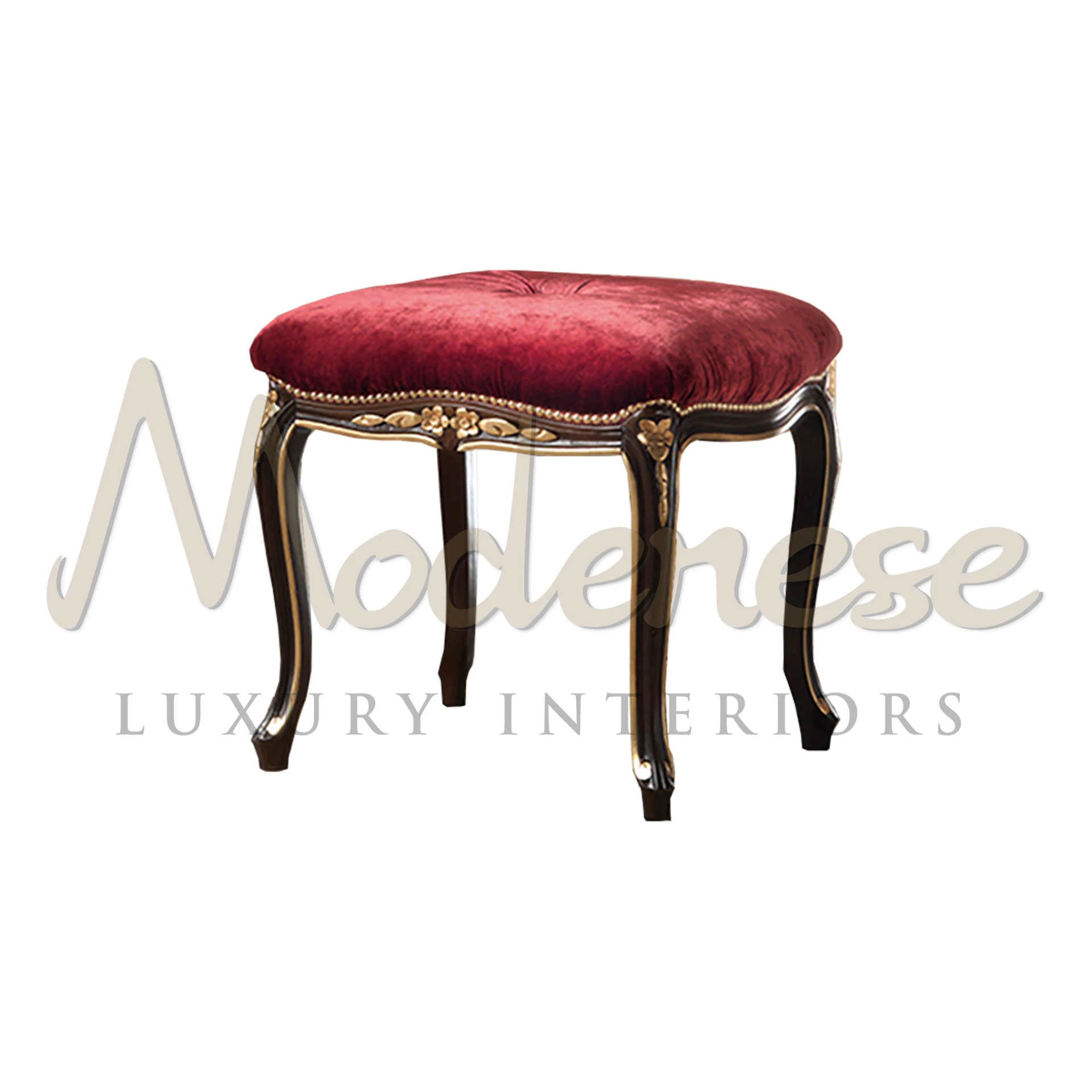 Luxurious Comfort: Classic Red Velvet Luxury Stool for Elegant Living