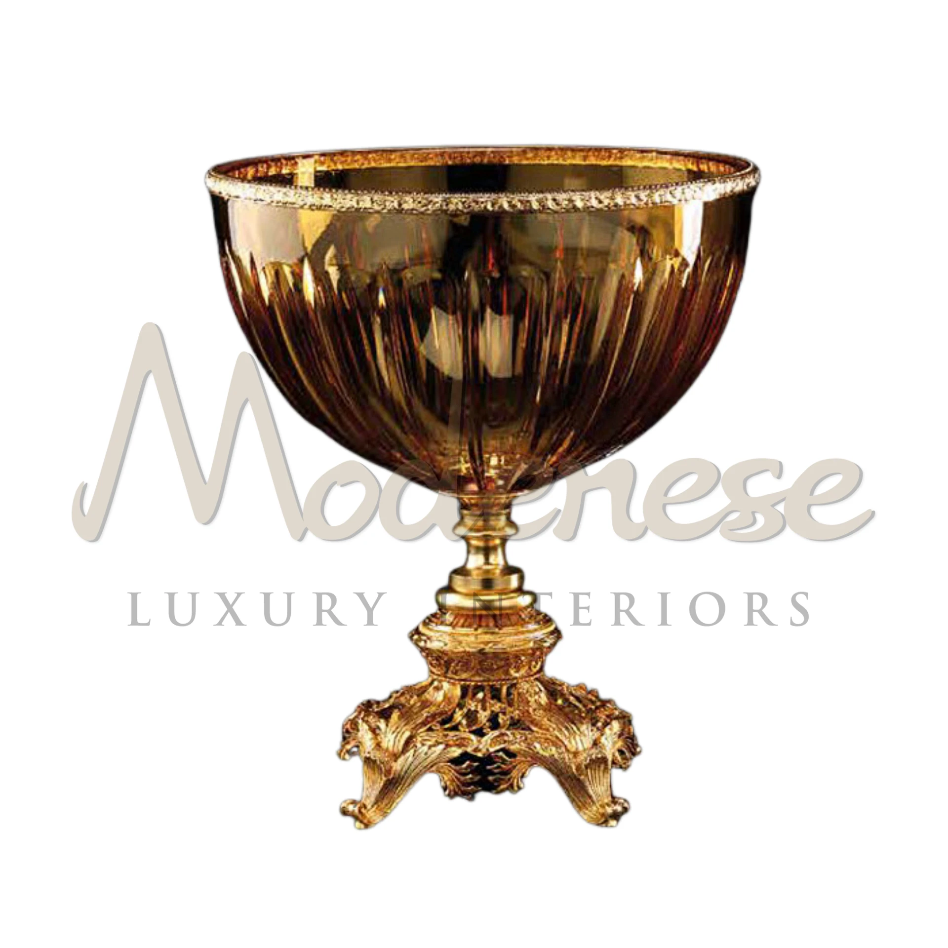 Elegant Bowl Type Crystal Vase in high-quality crystal, ideal for luxury interior design, suits classic and baroque styles