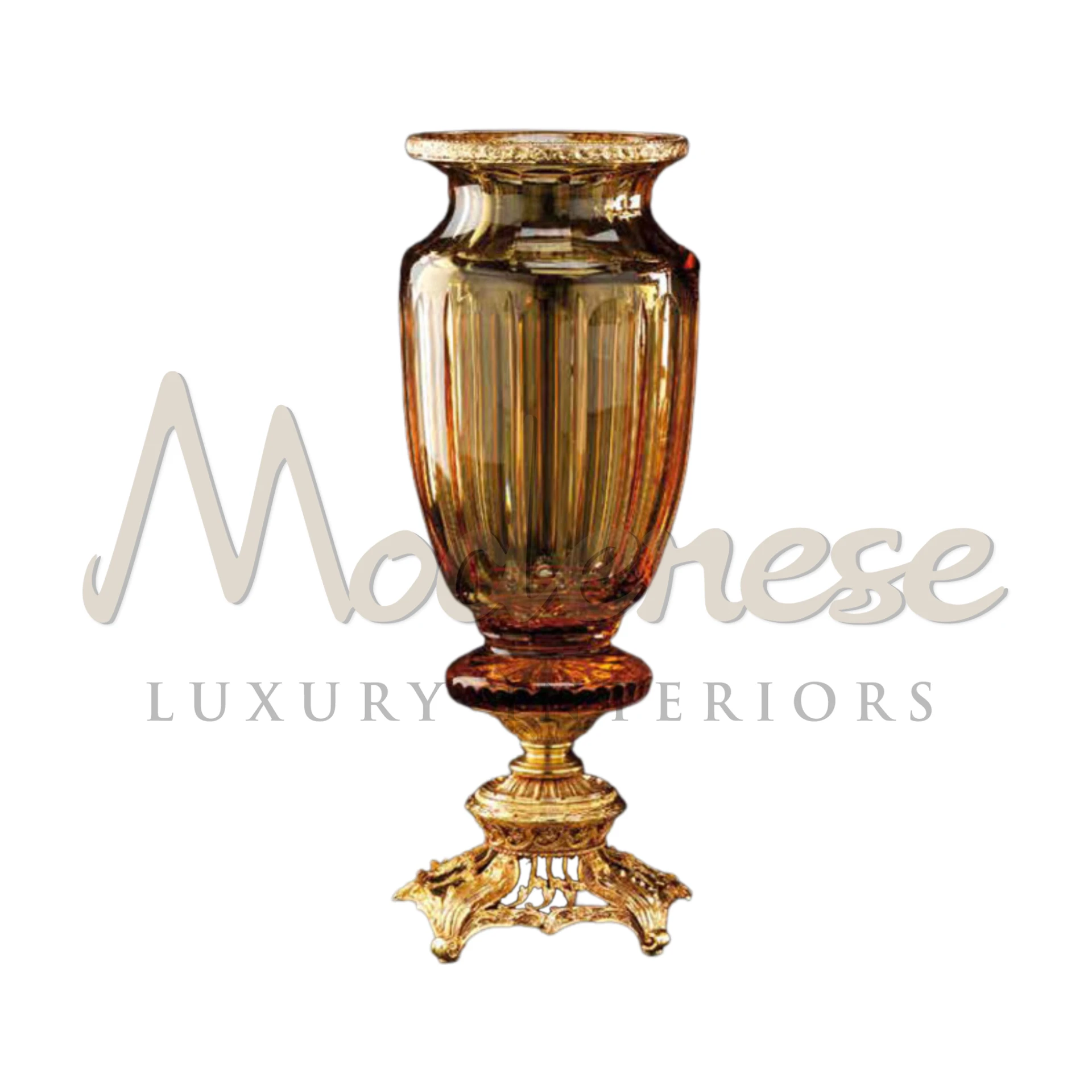 Crystal glass vase in Amphora style, blending ancient elegance with luxury, ideal for classic and baroque interior designs
