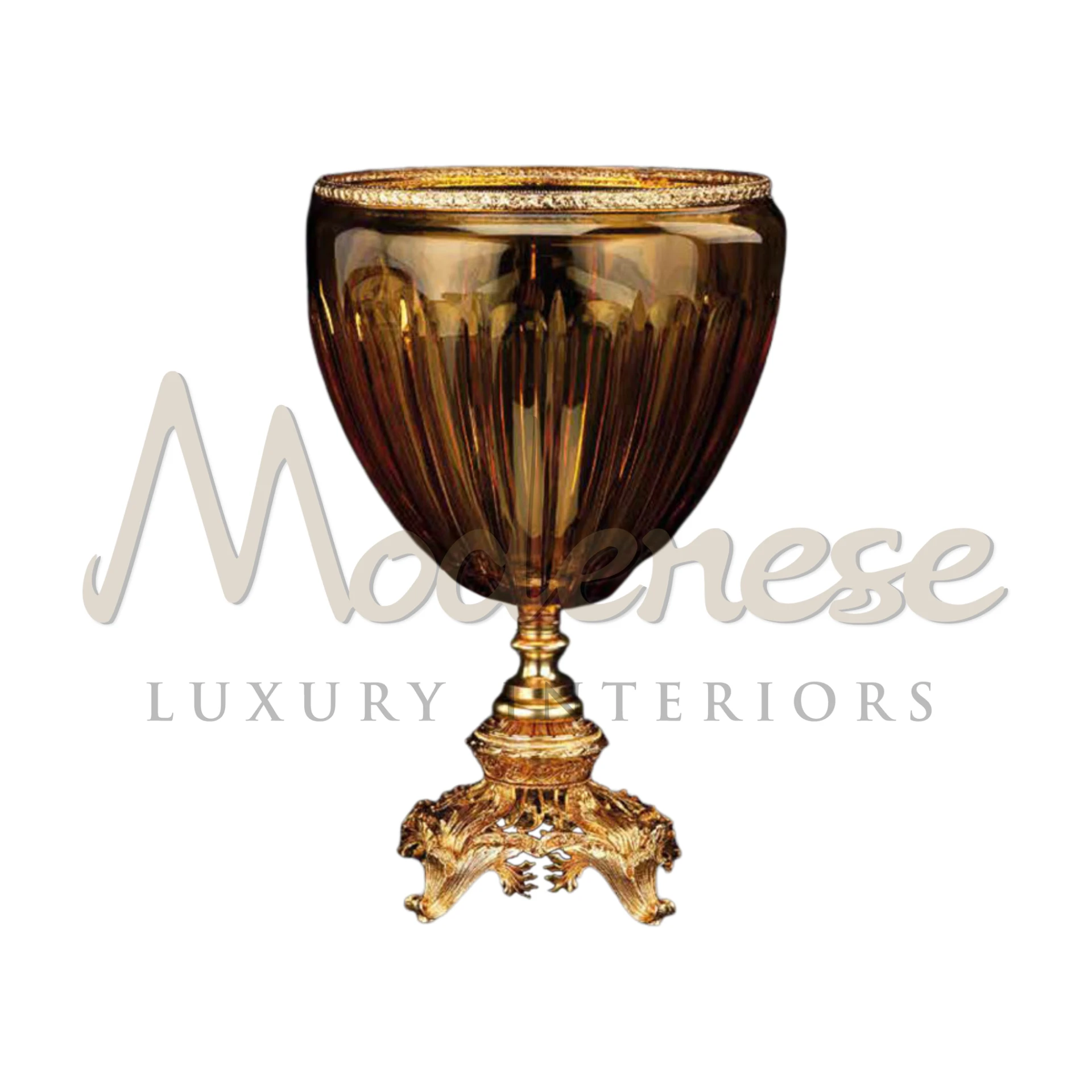 Modenese stylish crystal table vase in various shapes, ideal for luxury, classic, and baroque interior design settings.