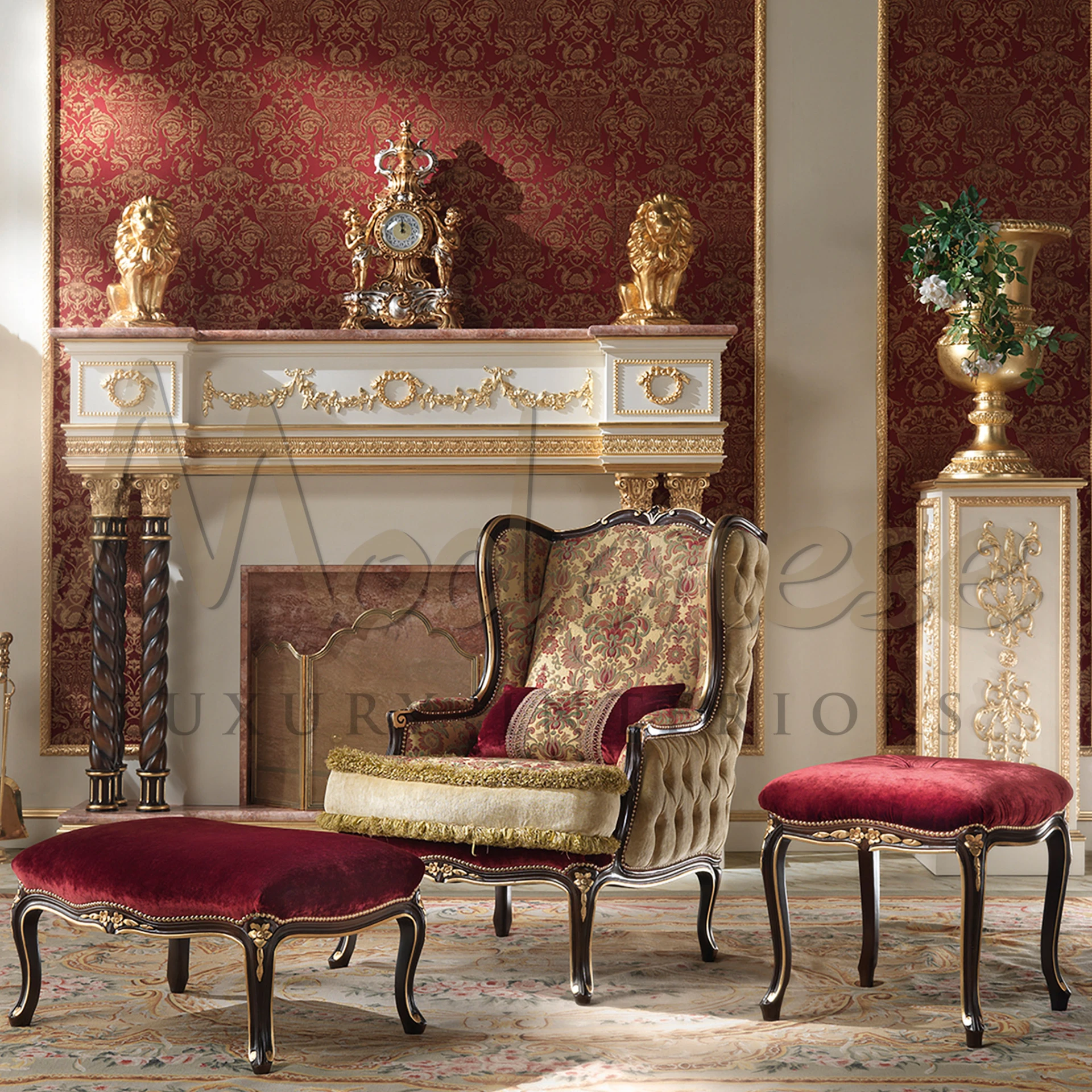 Opulent Charm: Explore Our Classic Red Velvet Luxury Stool Collection