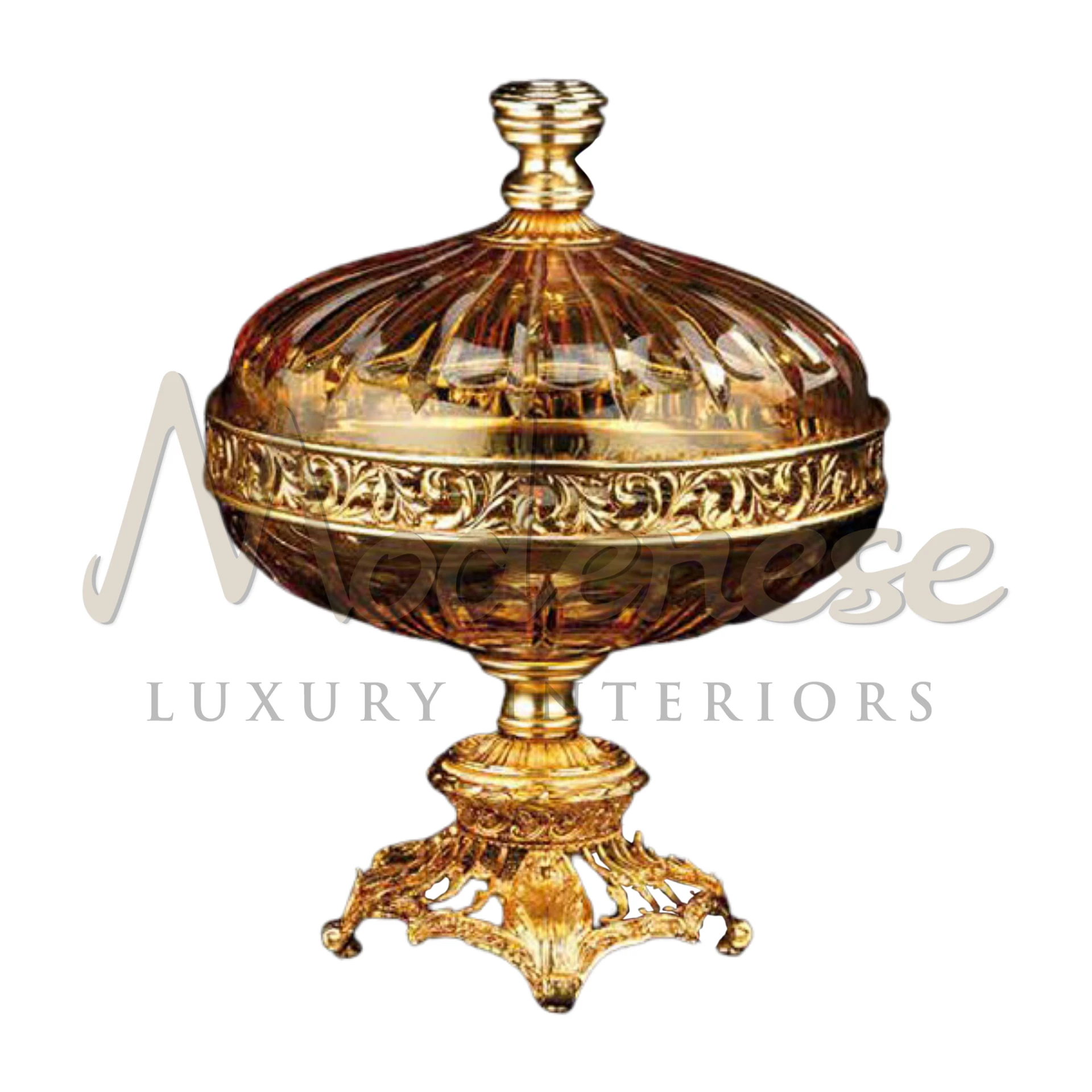 Exquisite high-end crystal vase with intricate designs, ideal for luxury, classic, and baroque interior design by skilled artisans.