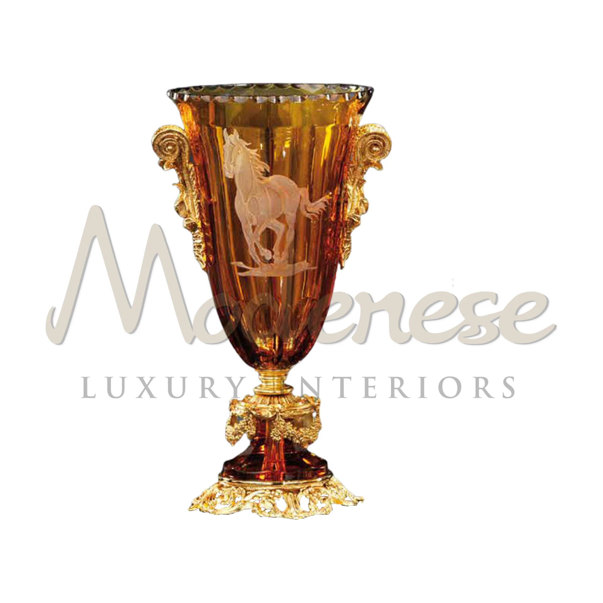 Elegant French-style crystal vase with intricate cut and etched designs, ideal for enhancing luxury, classic, and baroque interior spaces.