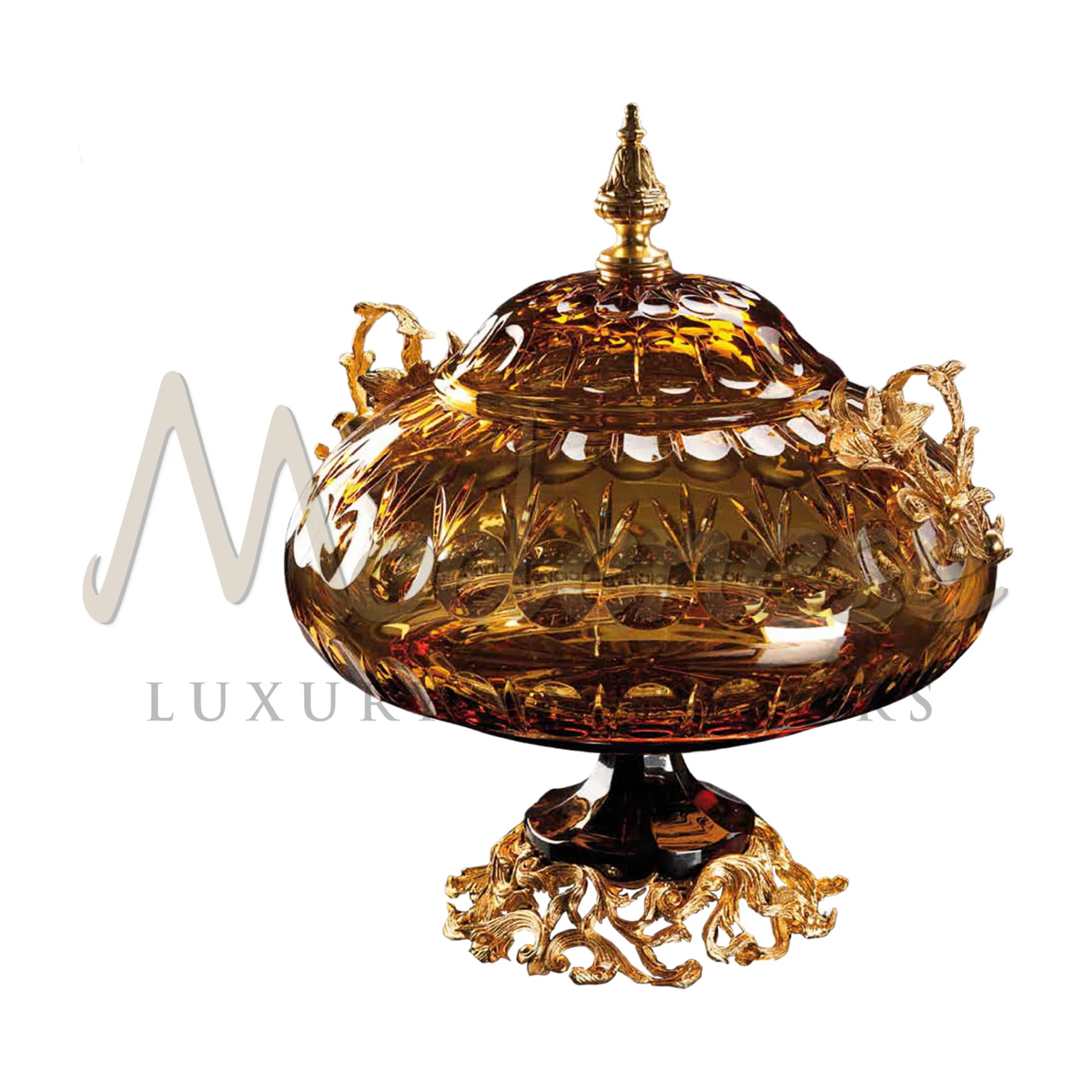 Elegant Classical Style Crystal Bowl with leaf, scroll, and floral motifs, embodying timeless beauty and luxury in interior design.